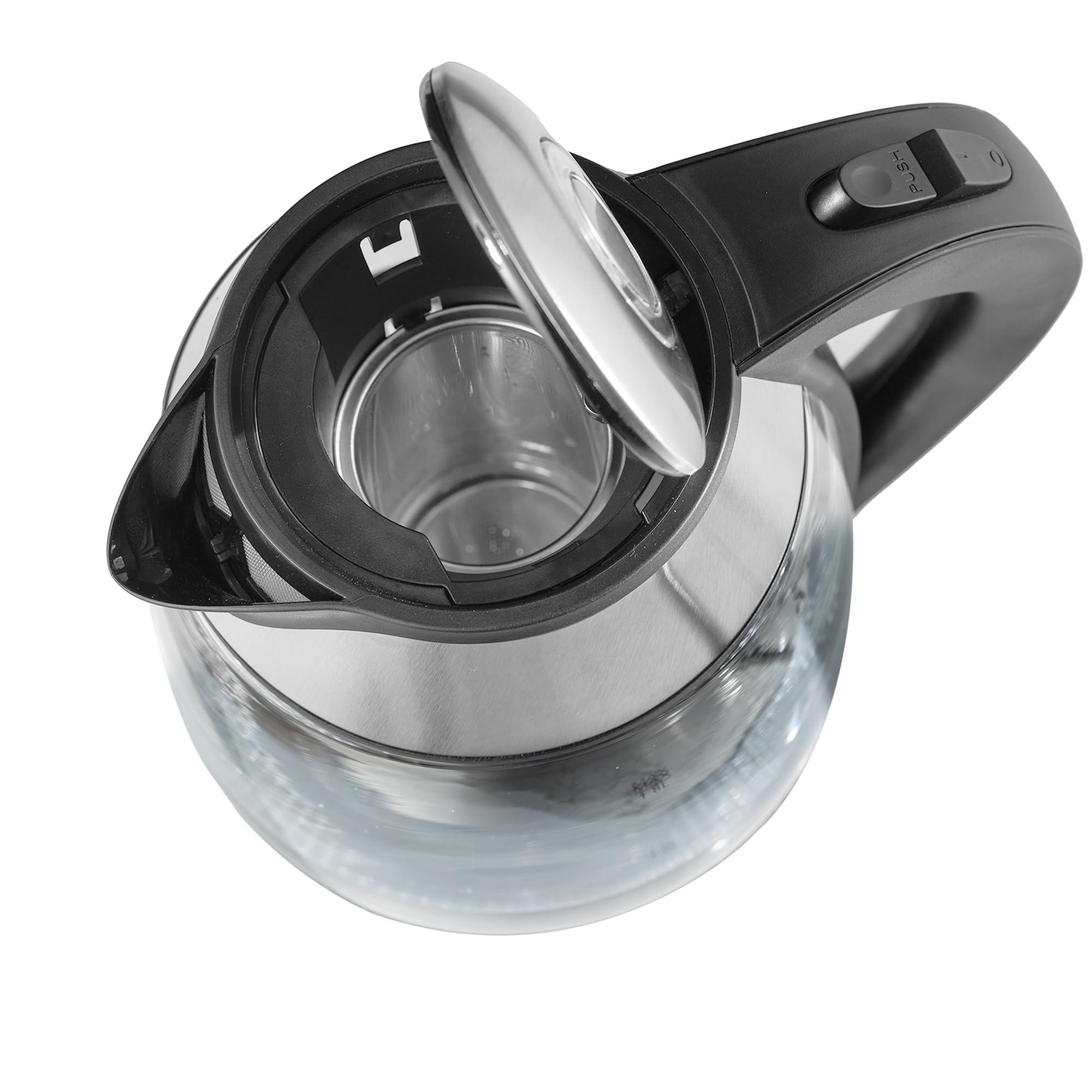 Zilan Bollitore in vetro con filtro, luce LED blu, capacità 1,8 litri, base rotante a 360°, protezione contro l'ebollizione a secco, 2200 Watt