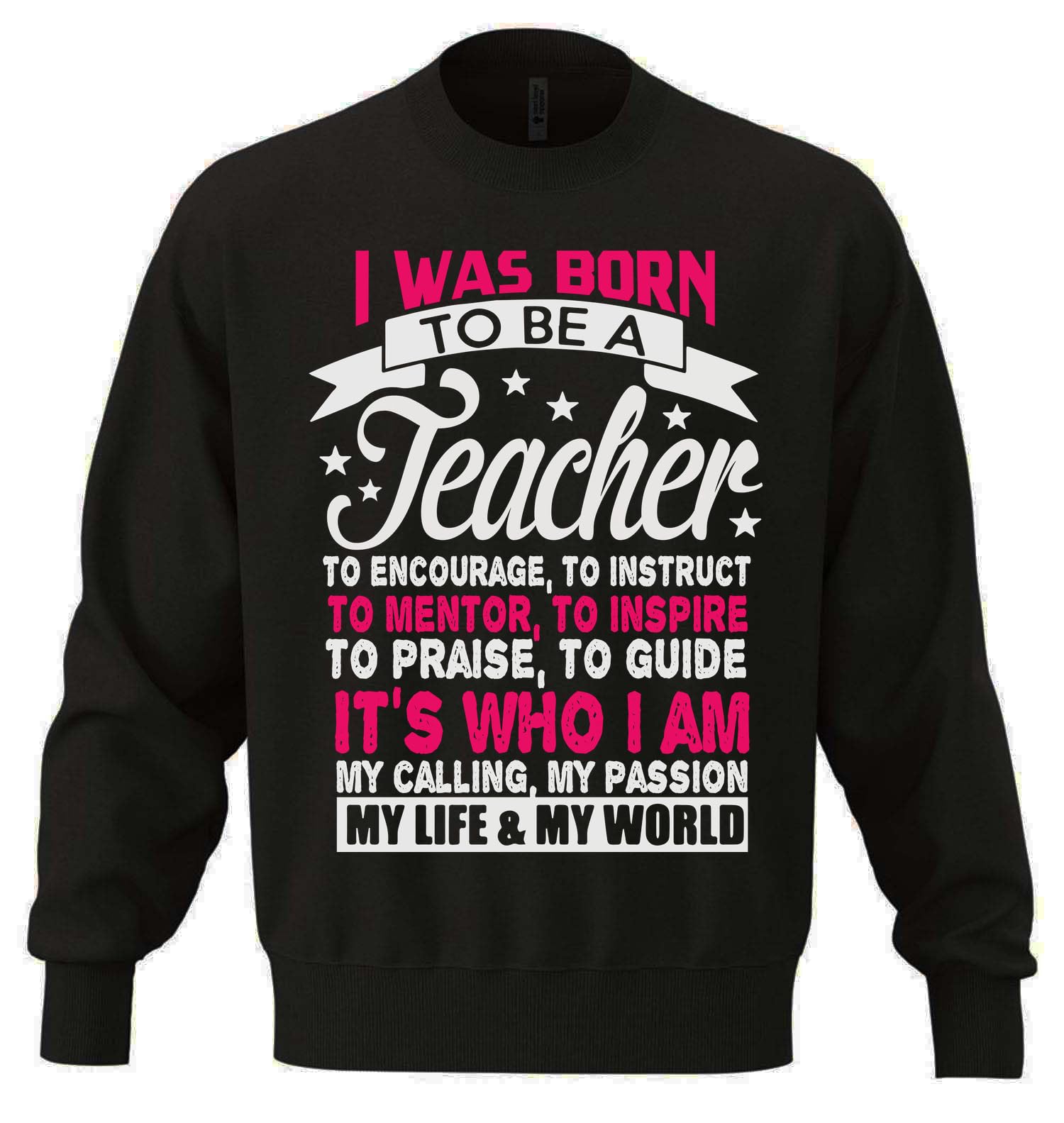 'I Was Born To Be A Teacher' unisex bluza oversize mieszanka bawełny ciężka bluza czarna