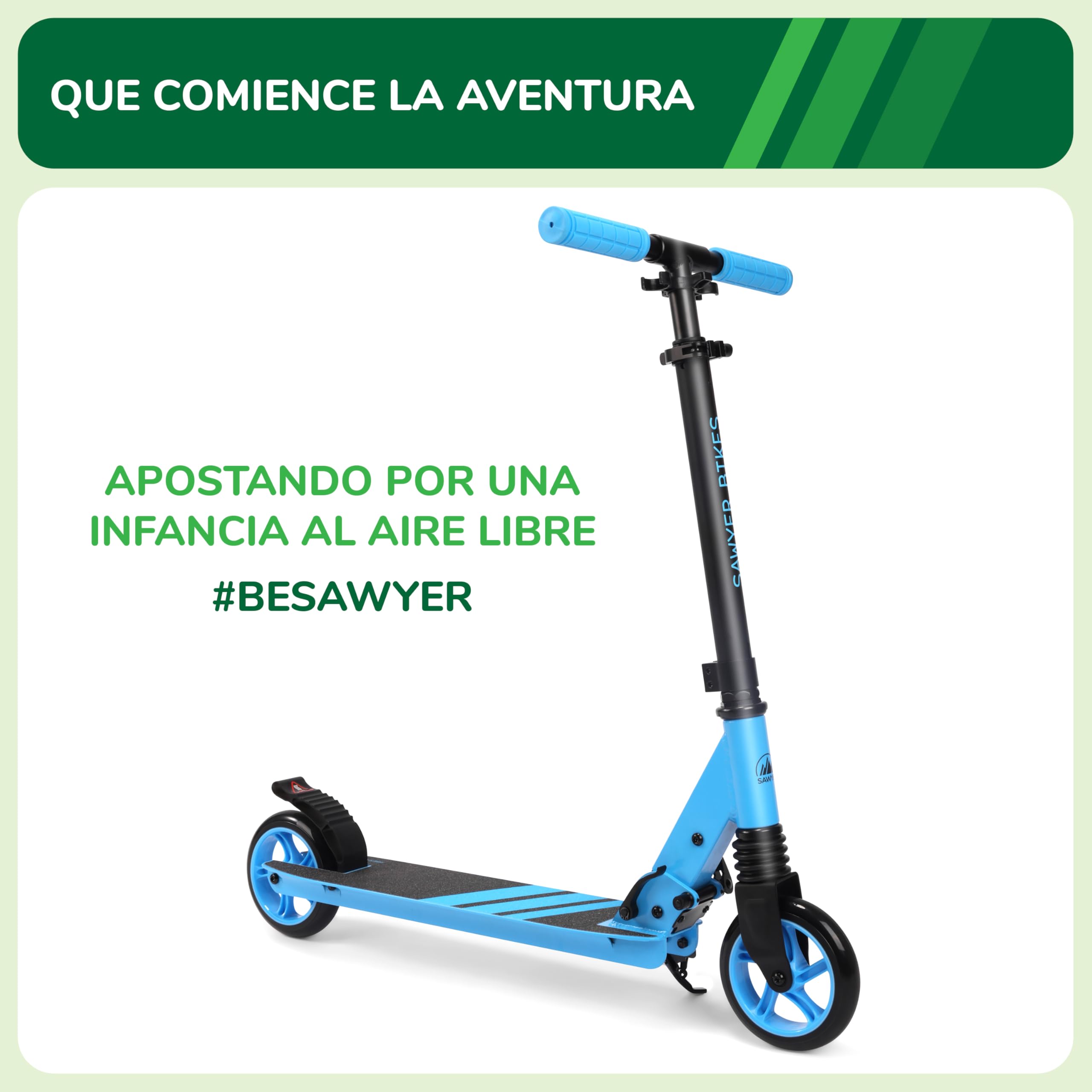 Sawyer Bikes Patinete Ajustable y Plegable Niños 6 a 12 Años