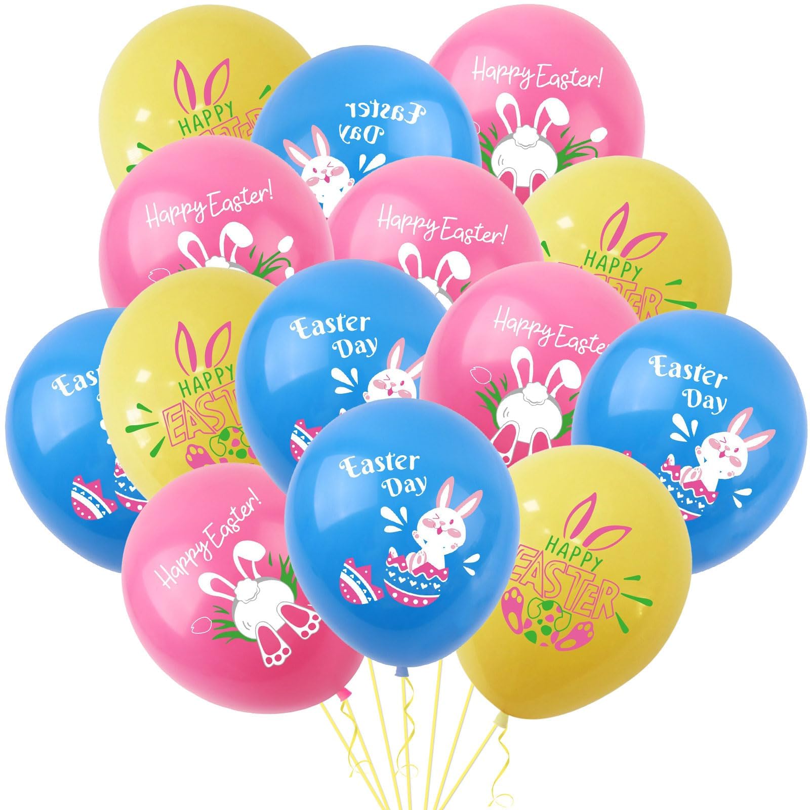 15 Pcs Happy Easter Latex Balloons - Vibrant Bunny Egg Pattern Balloons, Helium-Supported for Easter Theme Decorations, Eggs Hunt Game Prizes, Garden Gatherings, Birthday Parties & Home Decor Supplies