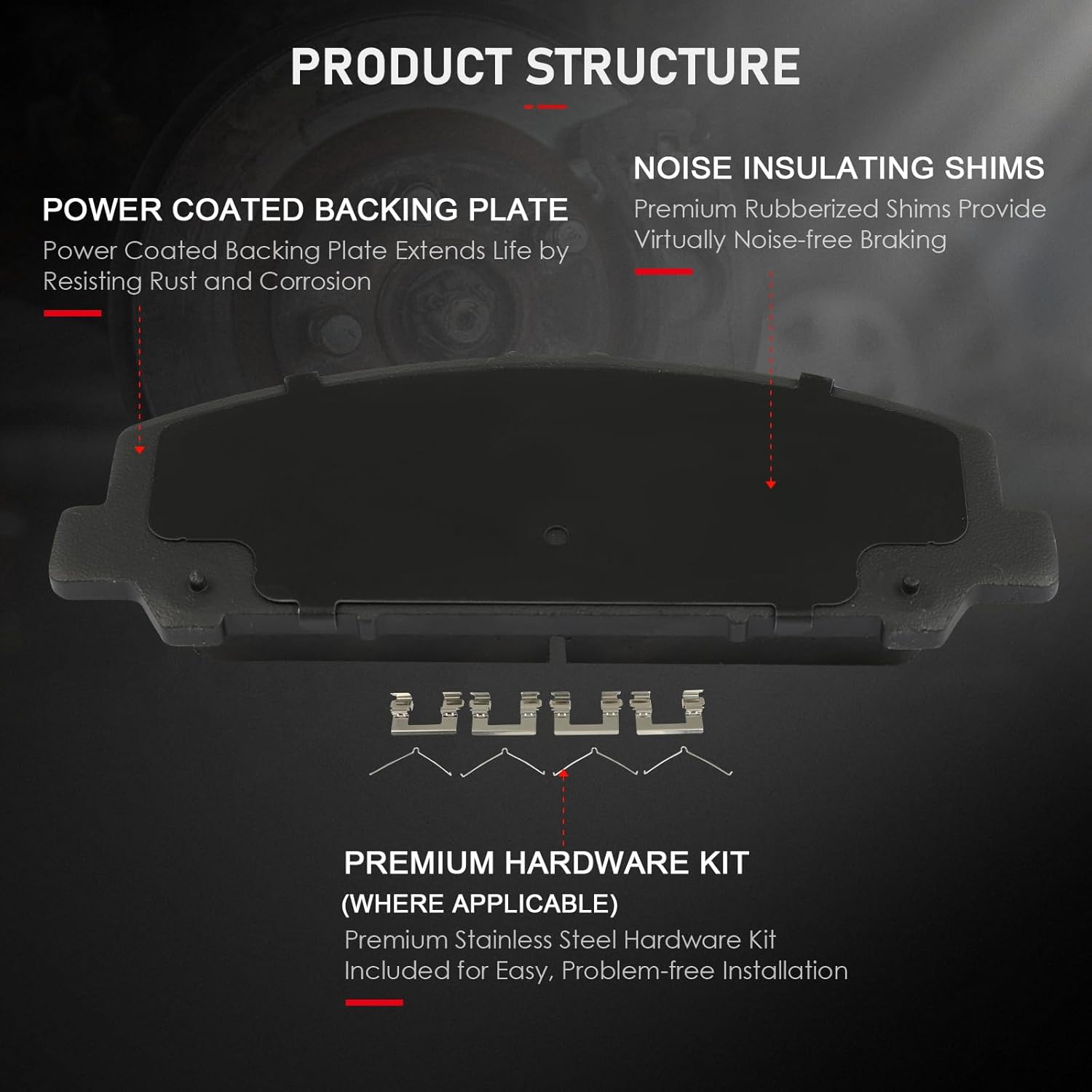 cciyu D1509 Front Ceramic Brake Pads For INFINITI QX56 2011-2013,For INFINITI QX80 2014-2019,For Nissan Armada 2012-2015 2017-2020,For Nissan TITAN 2011-2015 2017-2020,For Suzuki Equator 2011-2012
