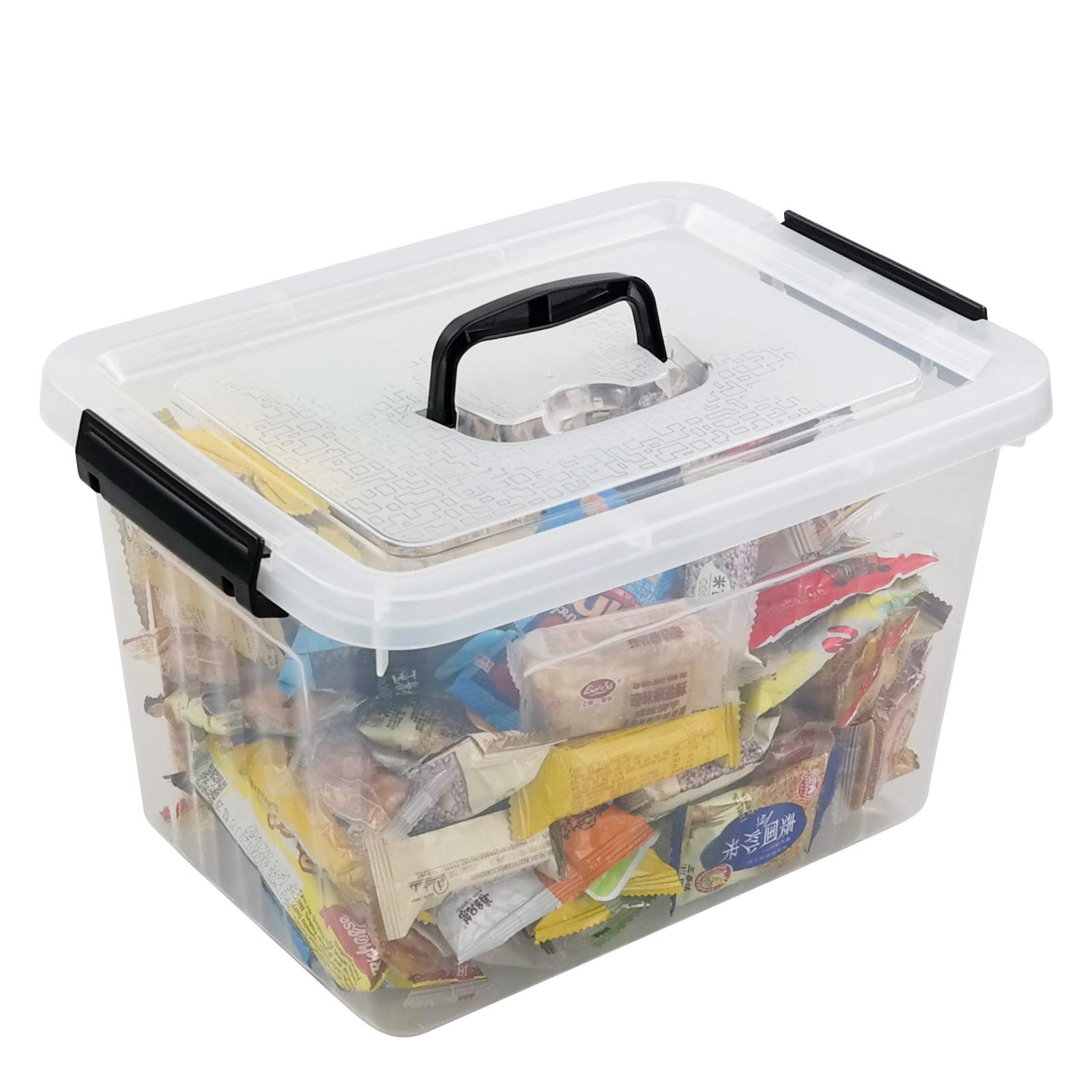 HOMMP 10 L Plastic Clear Storage Box, Plastic Latching Box With Lid, 1-PACK