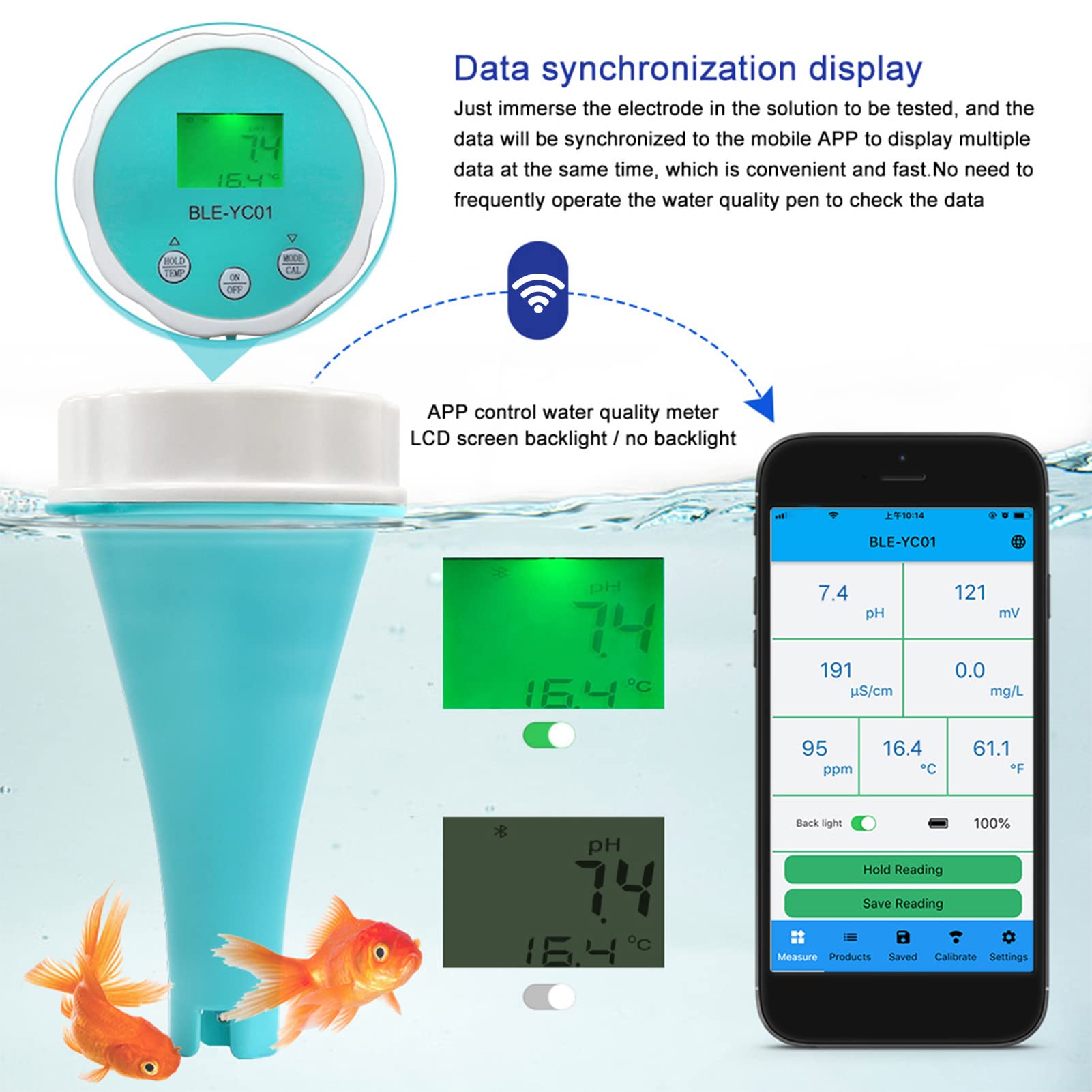 Tester Dell'acqua Digitale, Misuratore Dell'acqua, 6 in 1 PH EC TDS ORP TEMP Penna per Tester Dell'acqua per Cloro Residuo per Piscina con Acqua Potabile