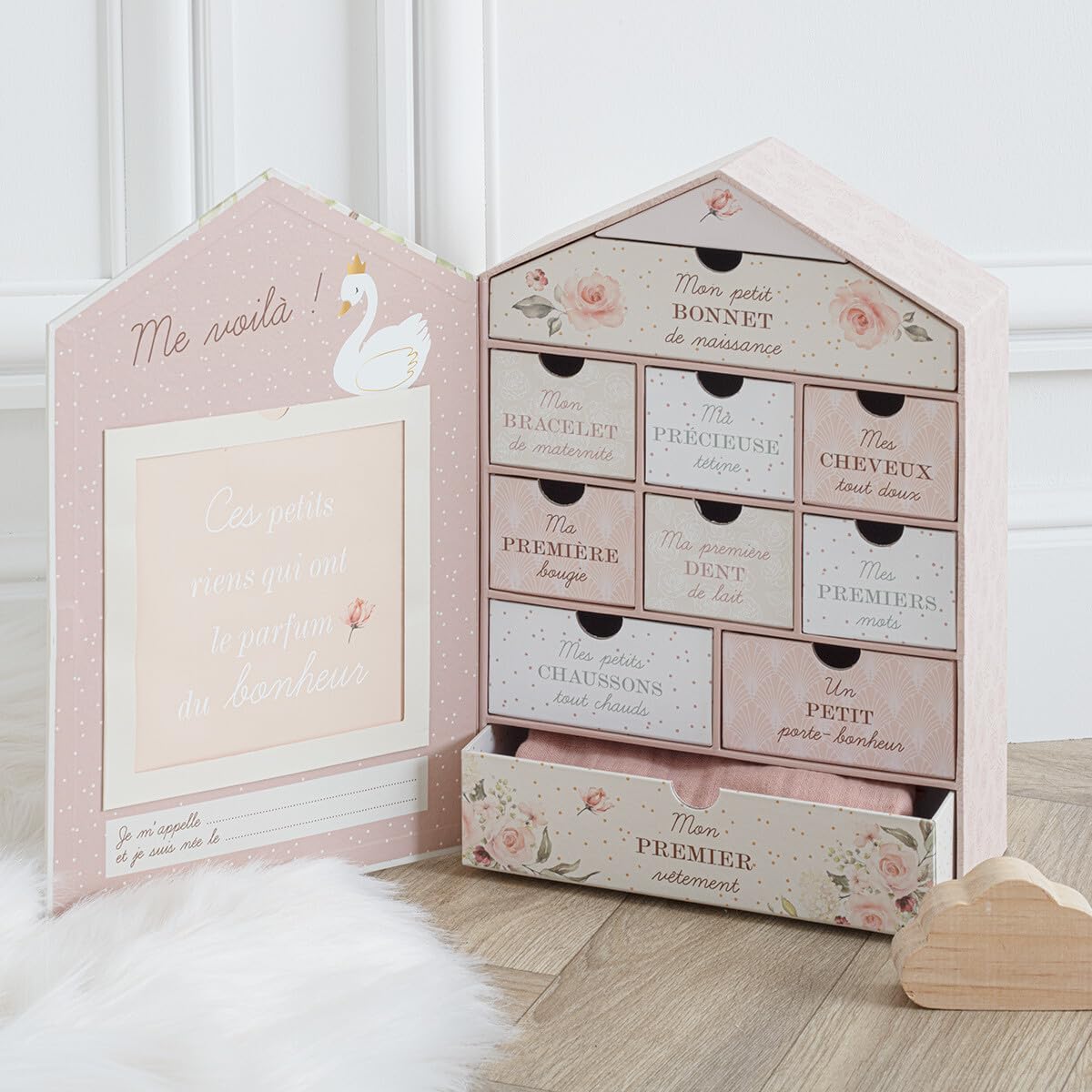 ATMOSPHERA CREATEUR D'INTERIEUR - Scatola Regalo per Bambini cygne Rosa h30,5cm