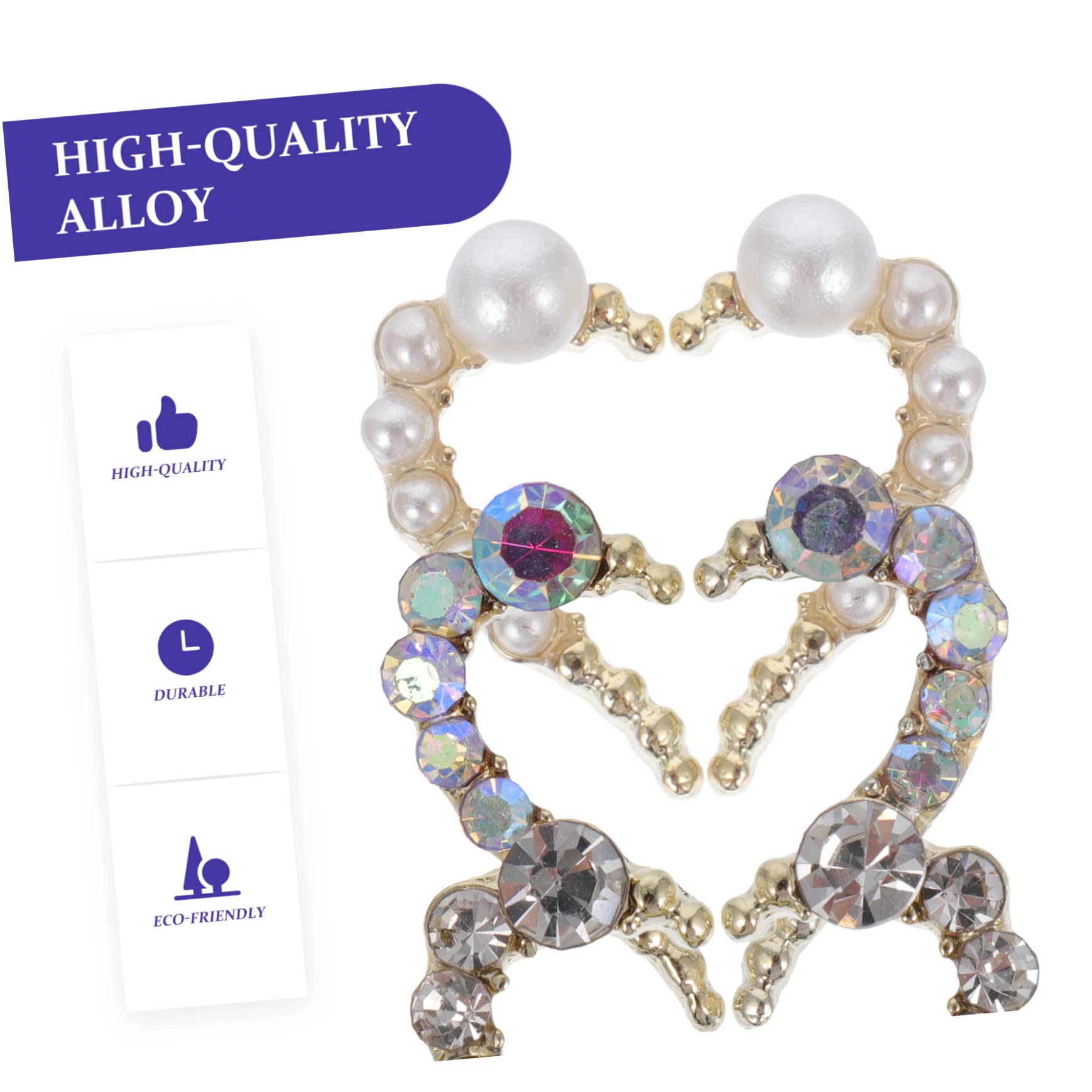 Didiseaon Beautiful Nail Art Supplies 12pcs Heart Shape Rhinestones Alloy Nail Decorations