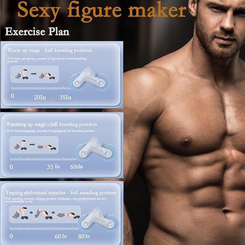 Miniatura 4 de RODILLO DE ABDOMINIO DE REBOTE AUTOMÁTICO Rodillo abdominal de rebote automático para ejercicio con rodilleras, diseño de equilibrio de doble rueda