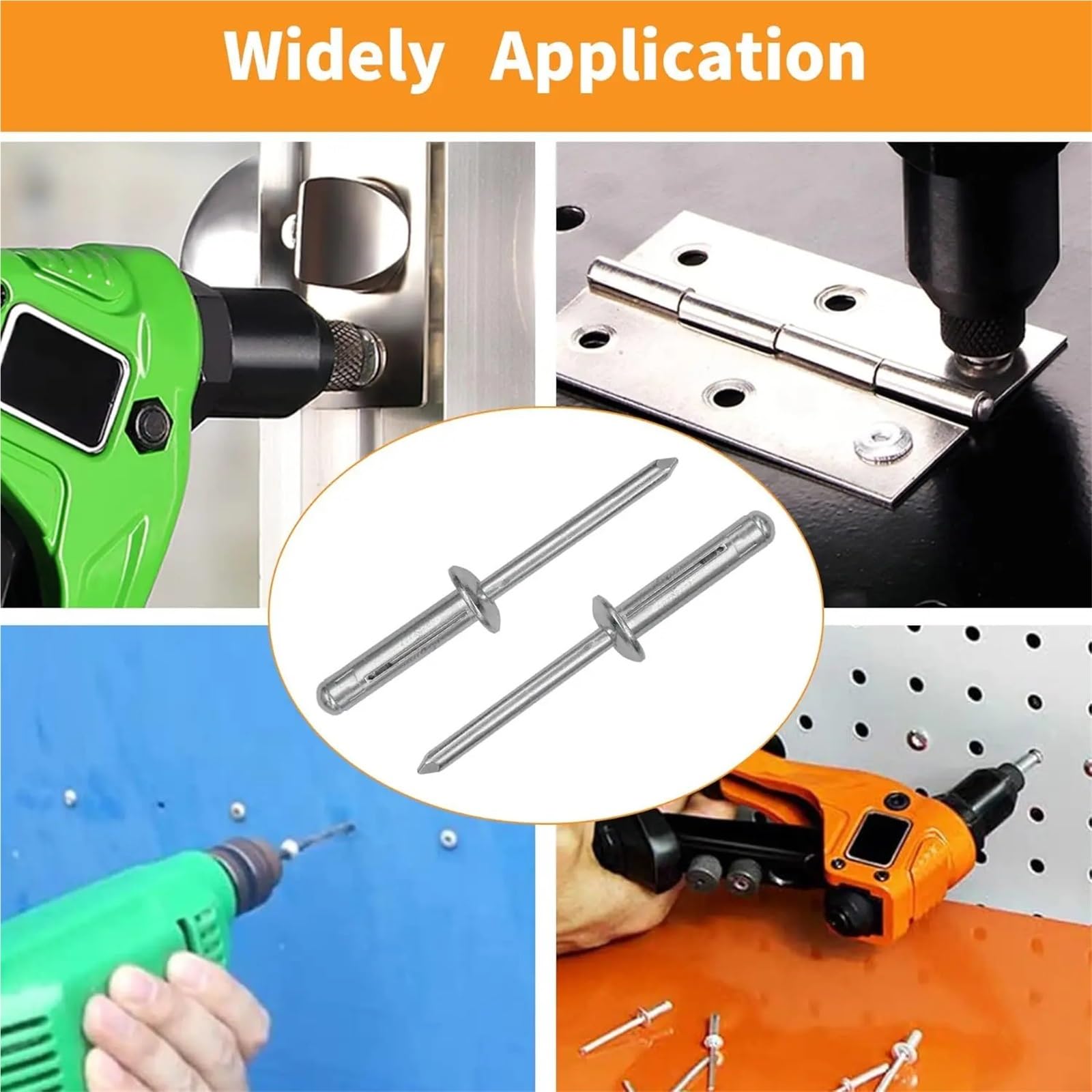 Rivetti Kit di assortimento rivetti ciechi a testa tonda in alluminio for pop ripiegabili for riparazioni automobilistiche in plastica legno, chiodi fissaggio, hardware(200PCS,4mm)