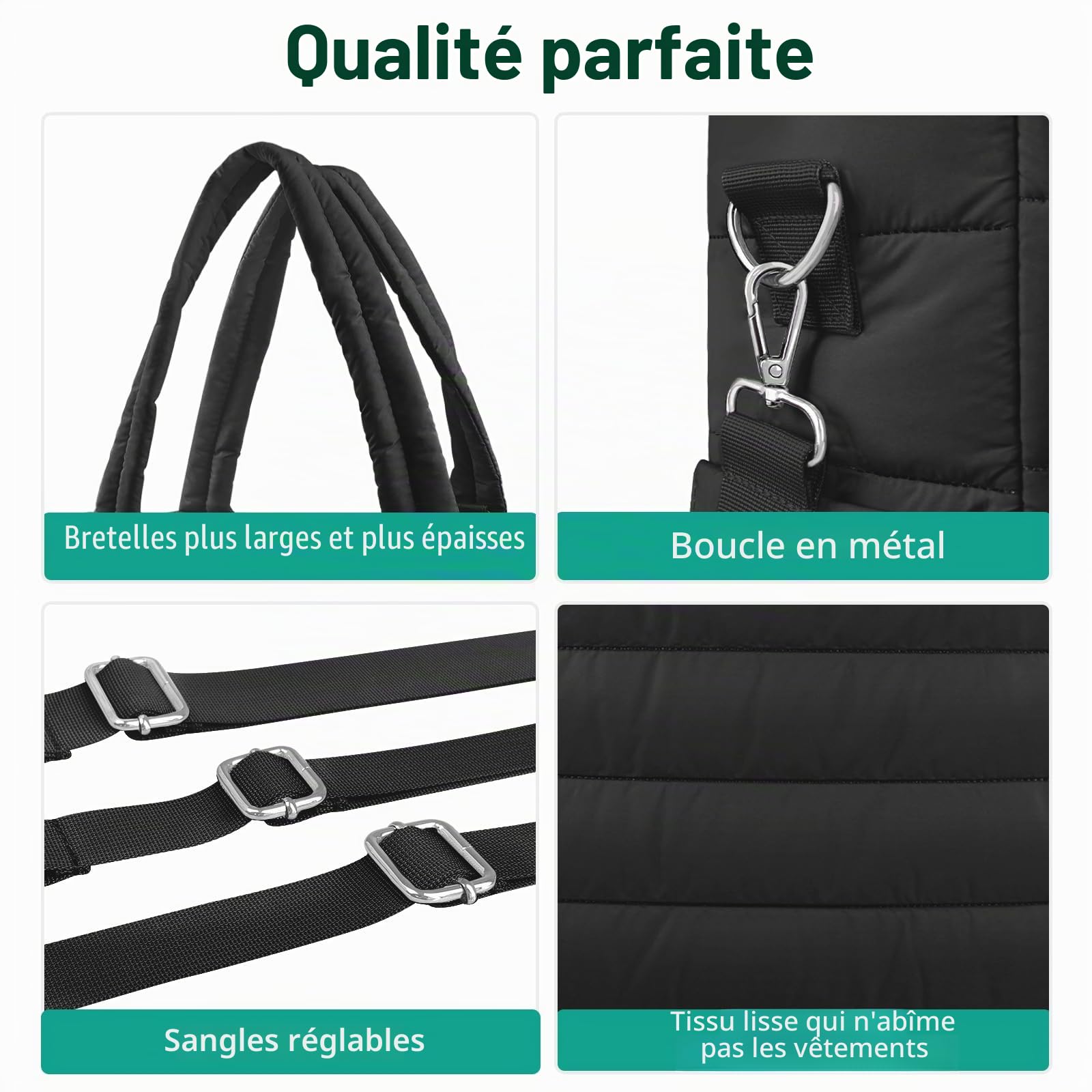 KUBYA Grand sac à langer bébé, sac fourre-tout bandoulière, avec étui tétine silicone