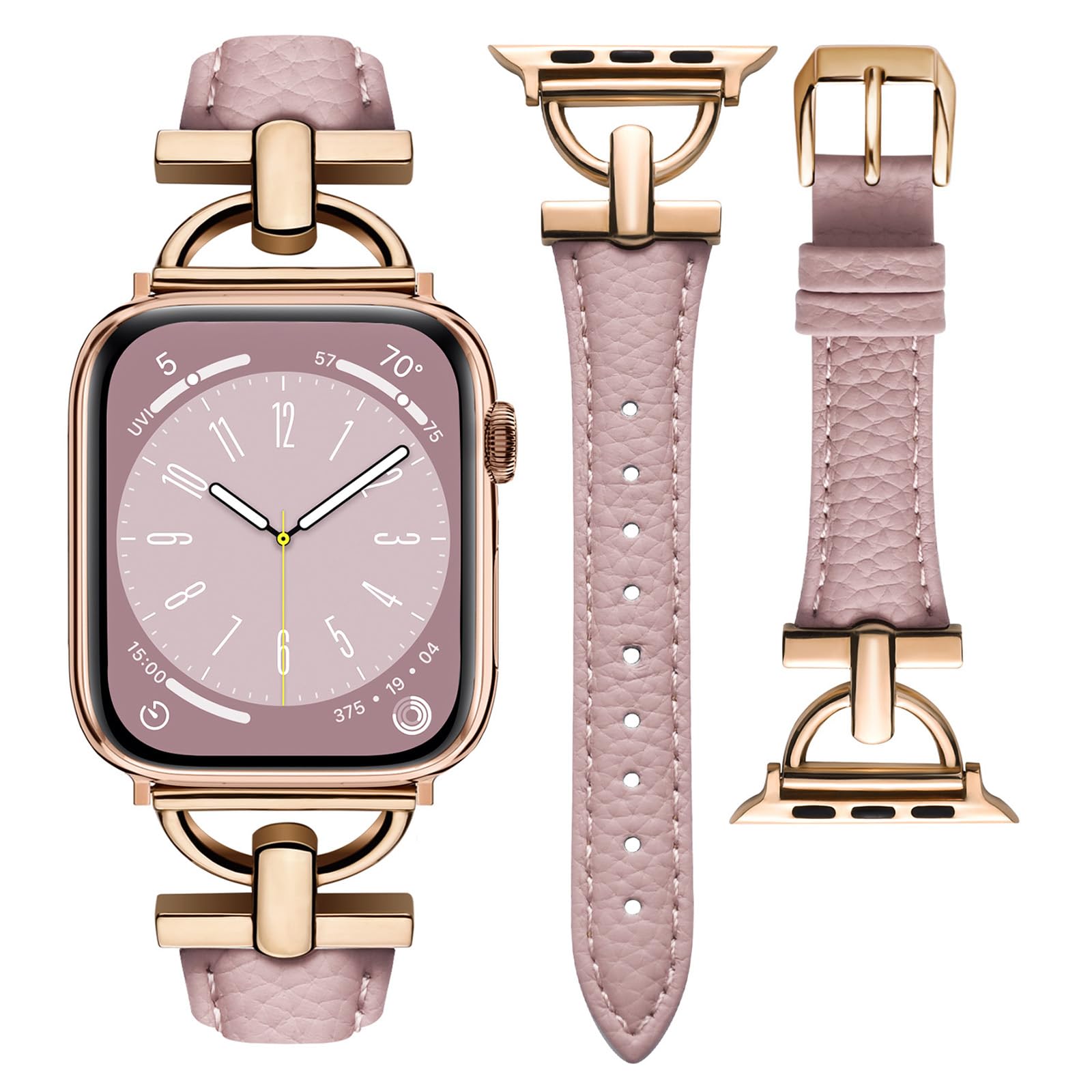 wutwuk Compatible with Apple Watch Strap 38mm 40mm 41mm 42mm for Women Premium Slim Apple Leather Band D-Shape Buckle fo