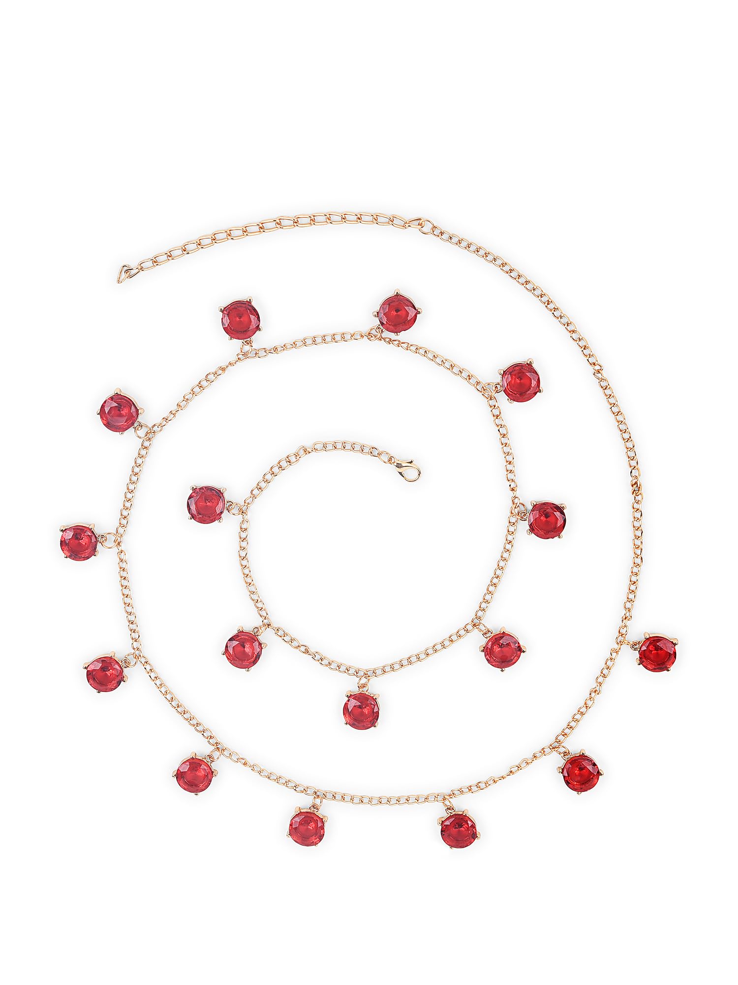 Zaveri Pearls Red Dazzling Stones Drop Embellished Contemporary Belly Chain For Women -ZPFK16395 (B0CGHT2CK2) Amazon Price History, Amazon Price Tracker