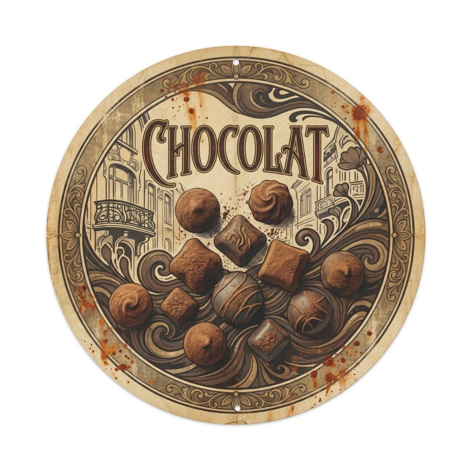 Okahys 8X8inch Classic Style Belgian Culture Chocolate Confectionery Market Heritage Metal Tin Sign