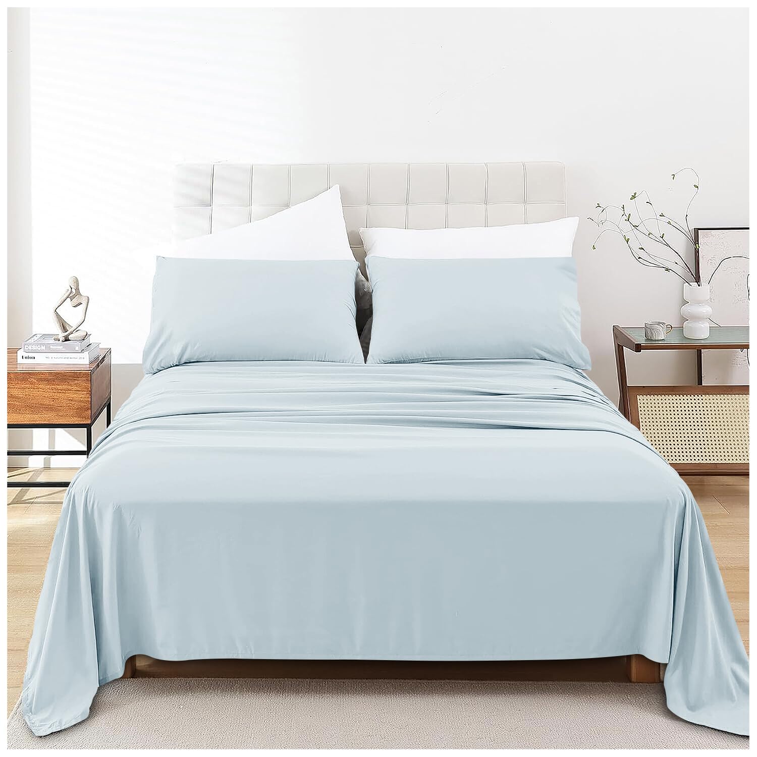 Gc Gaveno Cavailia Sky Blue Soft Hotel Quality Bedding Wrinkle Free Polycotton Flat Sheet Bedsheet Plain Dyed Bed Sheets