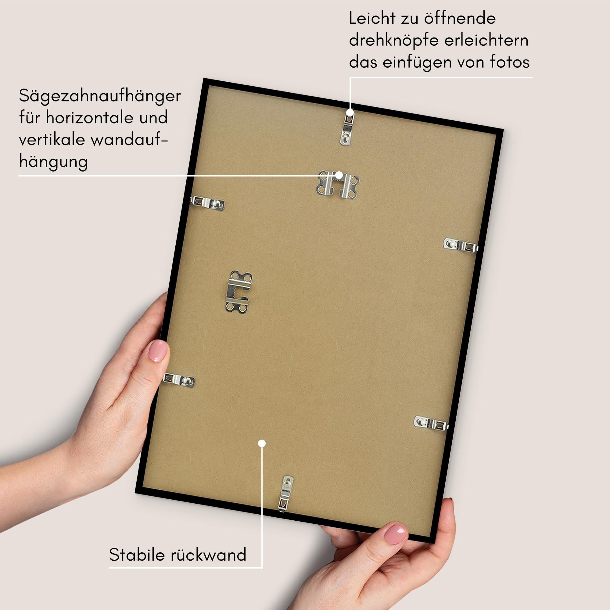 Americanflat Din A3 Bilderrahmen Set (5er Pack) - schmaler Fotorahmen mit poliertem Plexi-Scheibe - integrierte Aufhängung für Hoch- und Querformat - Schwarz