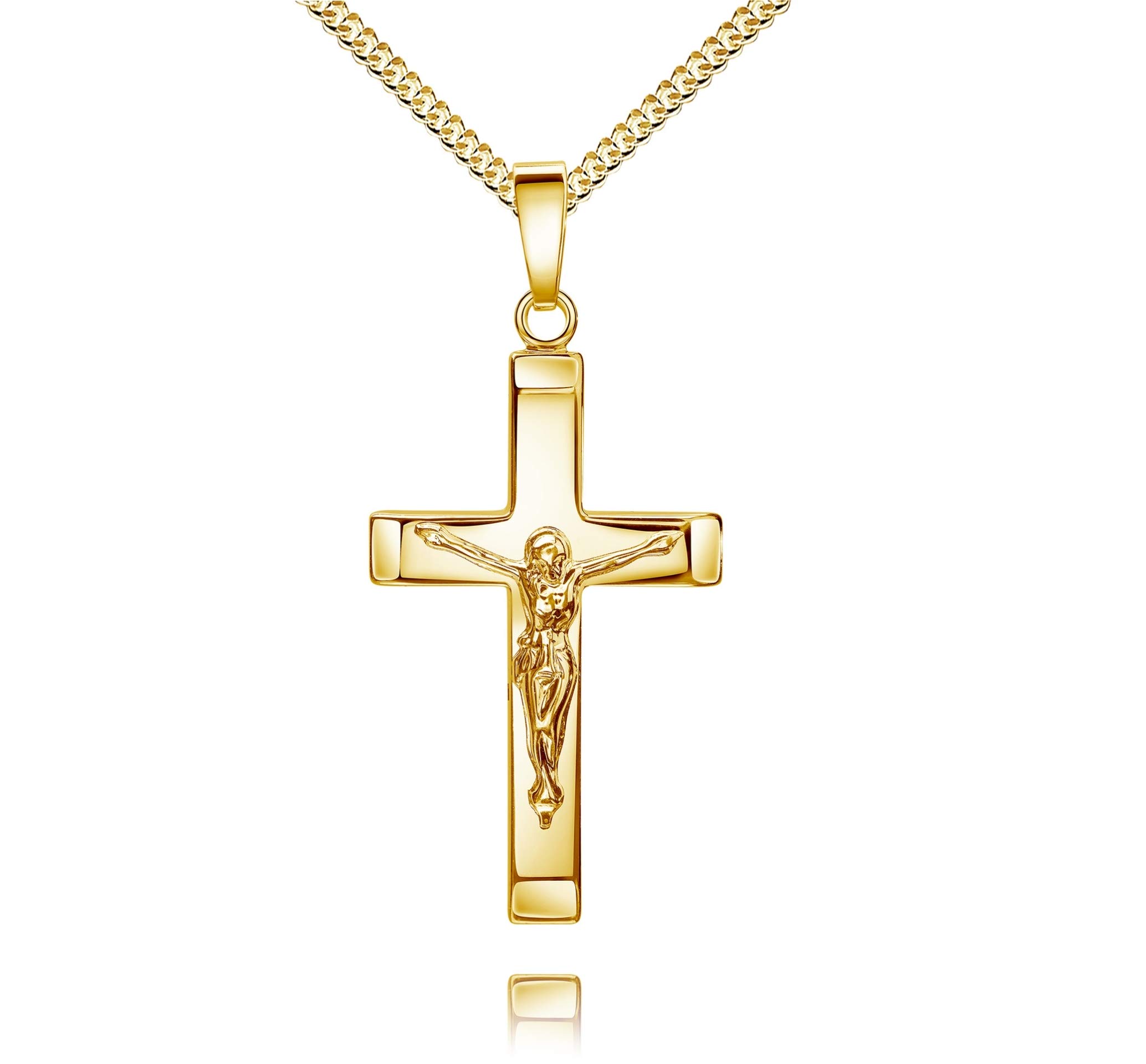 Kruzifix Kreuz-Anhänger Goldkreuz Jesus Christus Kettenanhänger 585 Gold 14 Karat mit Halskette Länge wählbar.