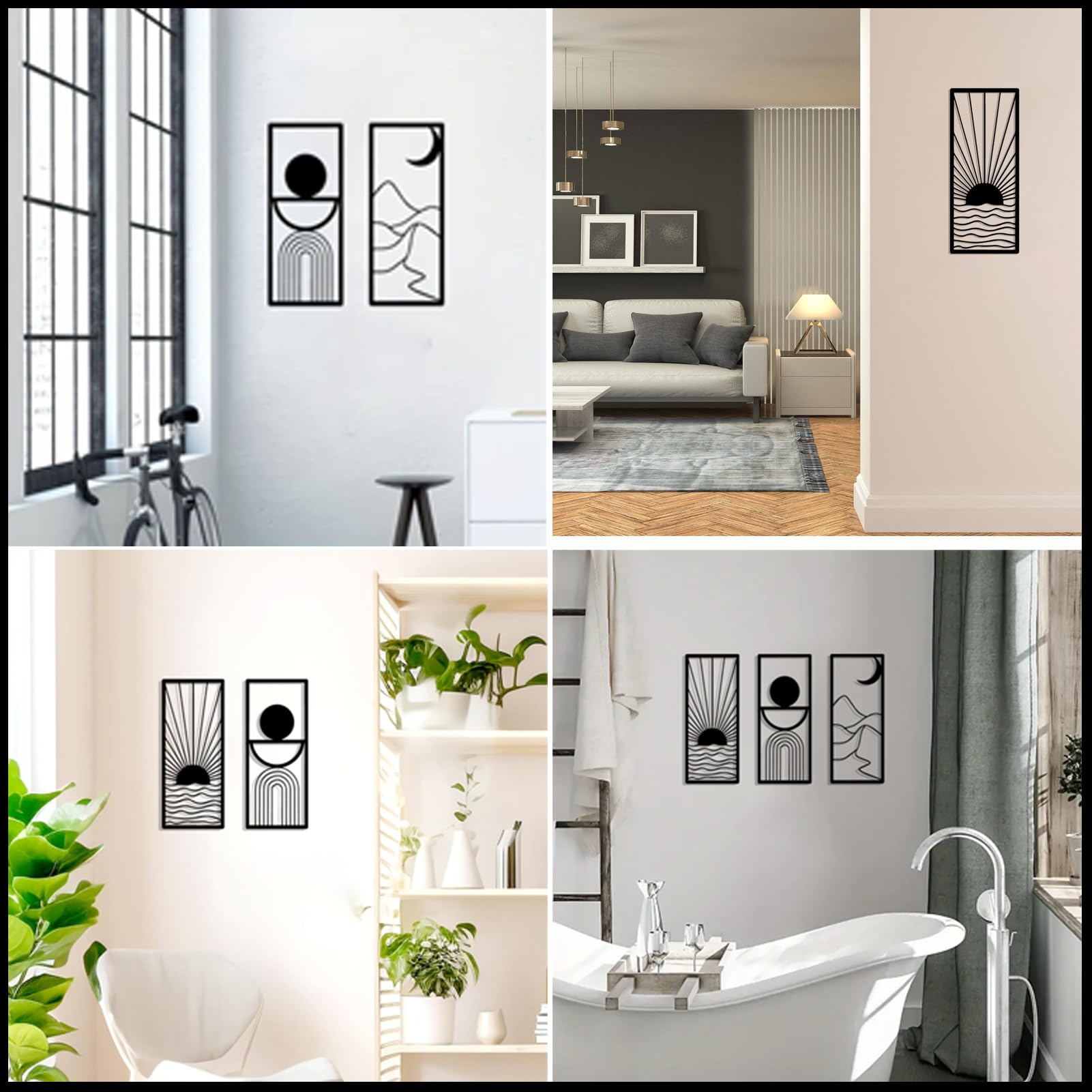 DUOOLN Quadro Astratto In Metallo – 3 Pezzi Decorazione Parete Linea Singola – Scultura Geometrica 3D Minimalista - 3