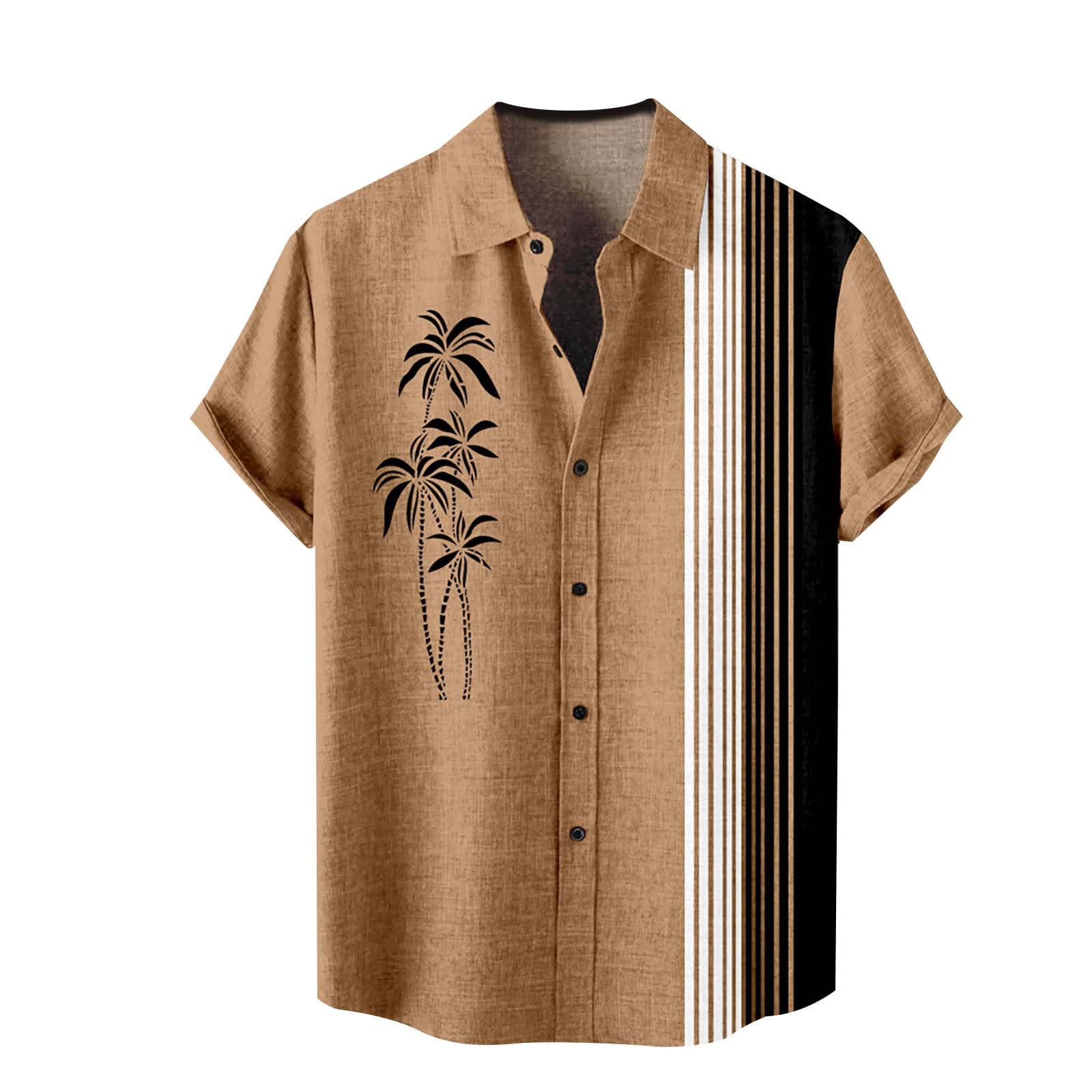 GenericMens Short Sleeve Button Down Tropical Holiday Beach Shirts Mens Tropical Shirts Button Down Tropical Beach Shirt Mens