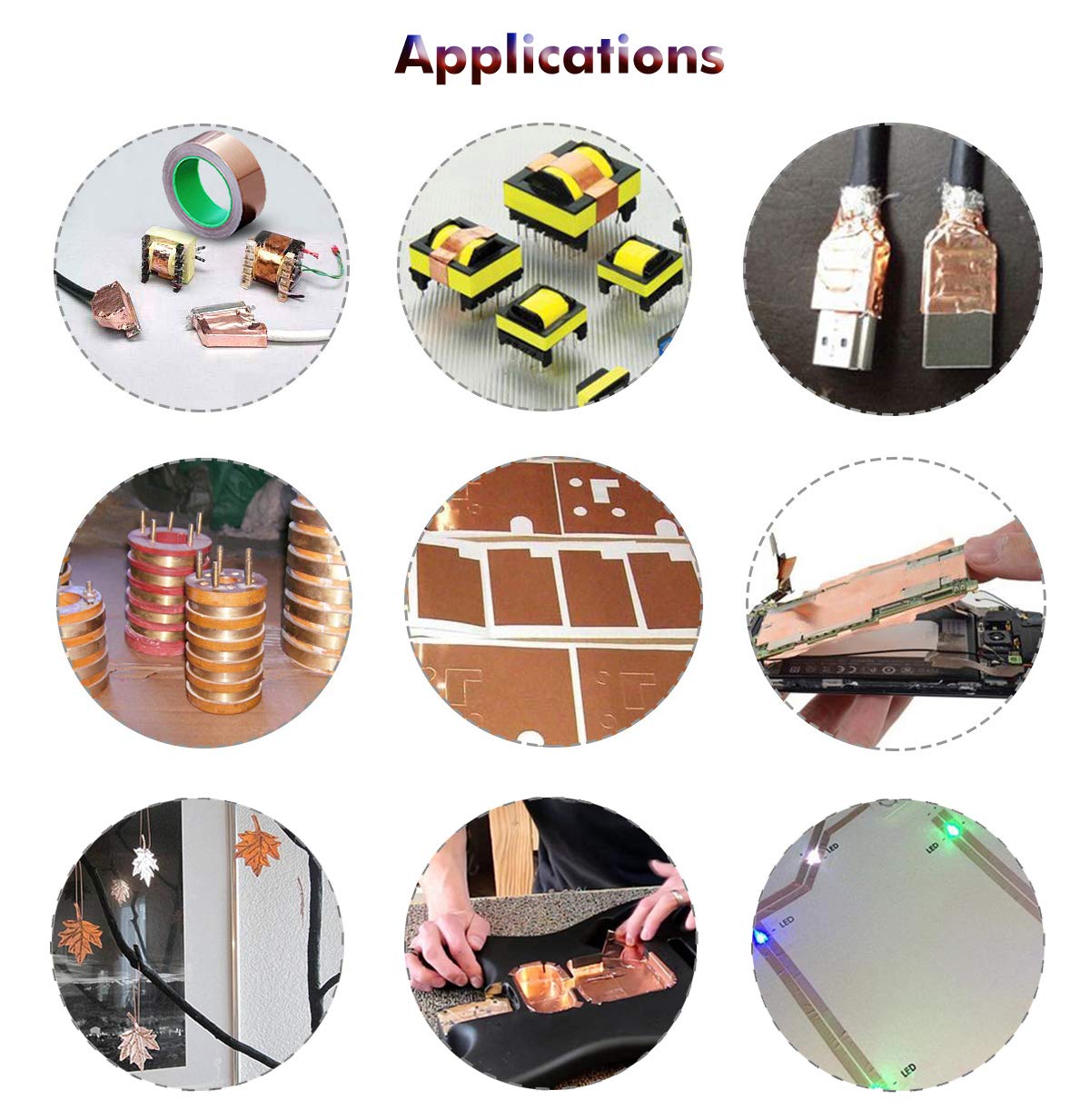 LLPT Copper Foil Tape 1/2” x 33 Feet 3.15 Mil Dual Conductive for EMI Shielding Soldering Stained Glass Circuit Crafts Guitar Electrical Repairs Grounding Strong Adhesive (CF130) 2