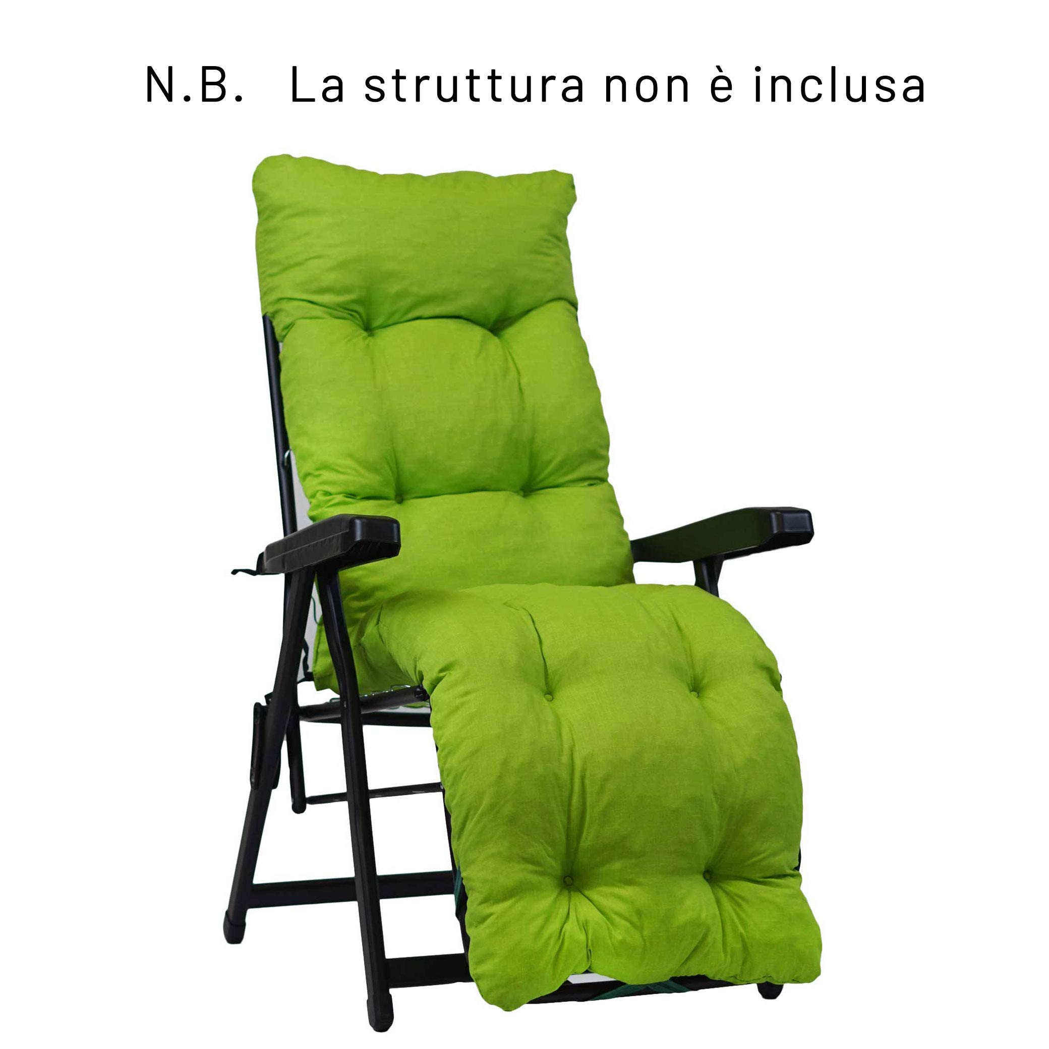 TECNOWEB Cuscino Imbottito per Sdraio con poggiapiedi (160x45cmx10cm) - 100% Made in Italy - Ricambio Cuscino Ideale per Sdraio da Giardino - Disponibili Diversi Colori