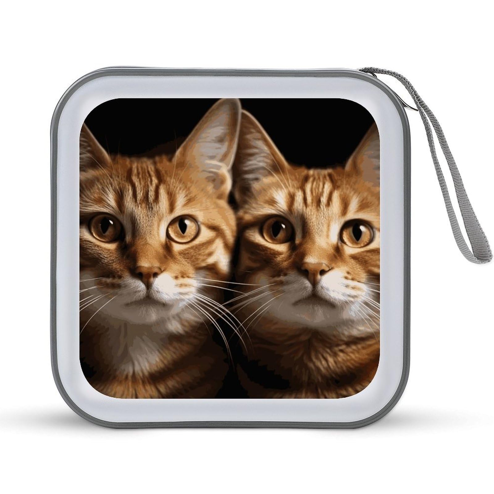 JTREHY Cats CD Case 40 Capacity Case Zipper CD Collection Bag with Handles Cover DVD Storage Hard Plastic DVD Disc Cases Storage Binder for Car Home Office Travel