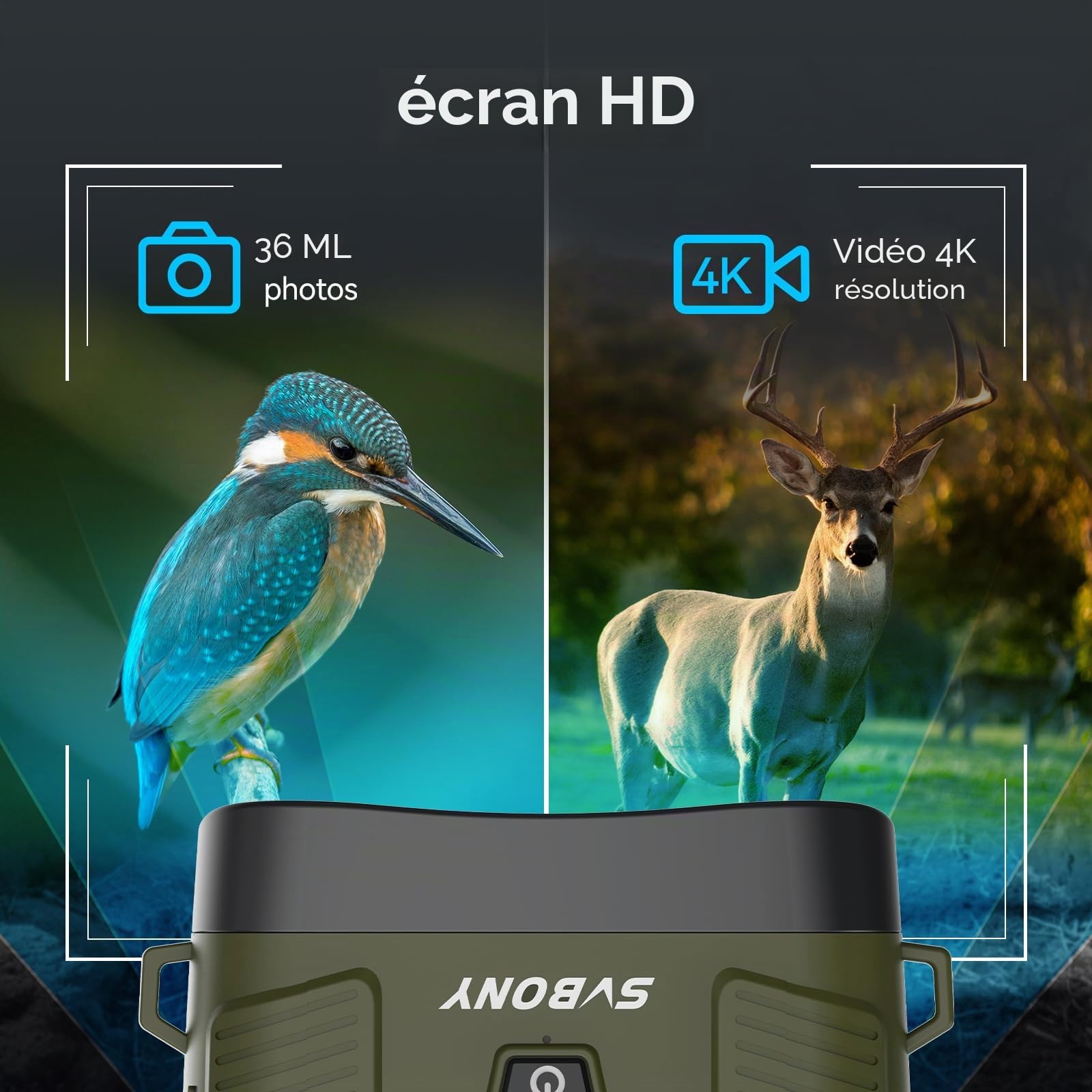 Svbony Jumelle Vision Nocturne, Zoom Numérique 8X, 3" HD Infrarouge Élevé Vidéo 4K et Image 36MP, 5000mAh Rechargeable Lunette Vision Nocturne, Jumelle Nocturne pour Chasse avec Carte TF 32 Go