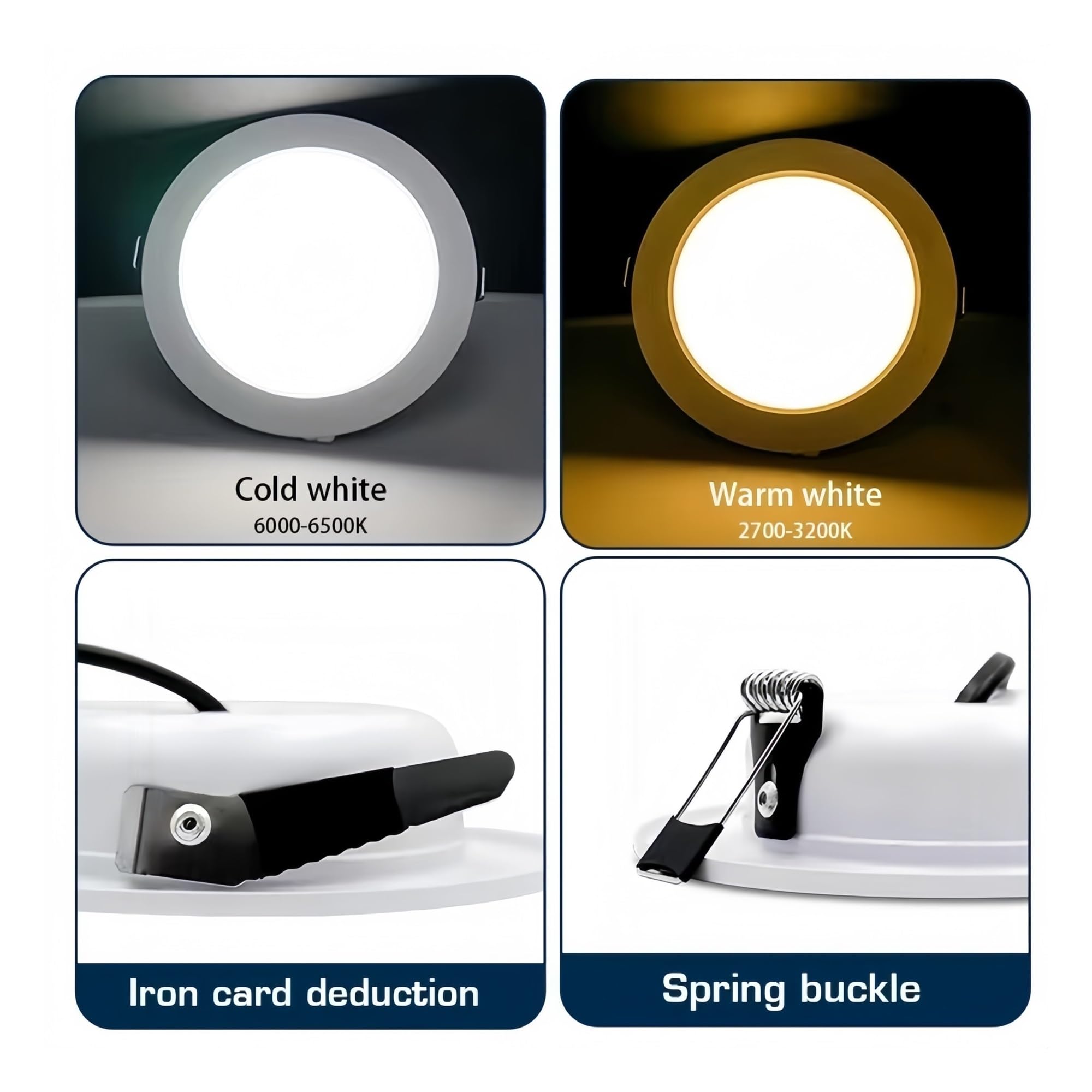 Reflektory ledowe 2 szt. LED typu Downlight 220 V 5 w 9 12 15 18 wpuszczane reflektory oświetlenie sufitowe do salonu domu(Warm White,ALL WHITE-18W)