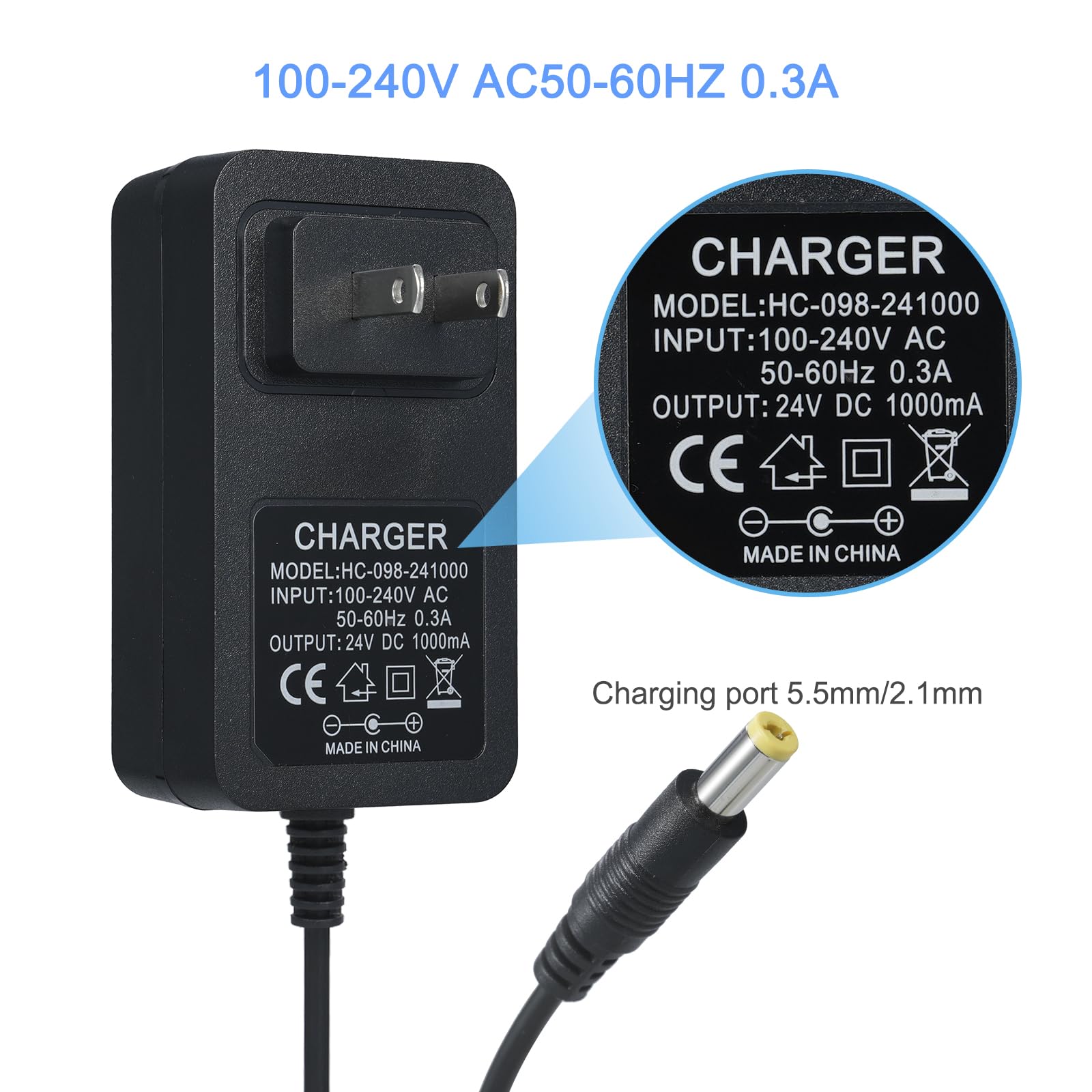 24V Charger for Kids Ride on Toys Car,24 Volt Kids Ride Battery Chargers,24 Volt Battery Charger for Ride on Car SUV Car Ride-Ons Accessories