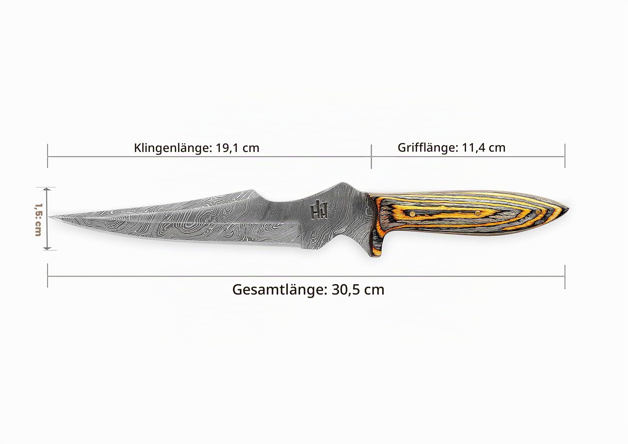 Hobby Hut HH-302, Custom handgefertigt 30.5 cm damast jagdmesser mit lederscheide, Extra Scharf, Damastmesser Jagdmesser, Entworfen für Jagd, Camping, Micarta Griff