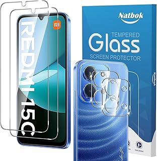 2+2 Pièces Verre Trempé pour Xiaomi Redmi 15C/Redmi 15 C 4G/5G, 2 Protection d'écran avec 2 Caméra Arrière Protecteur pour Redmi 15C, [Sans Bulles] HD Transparent Verre Facile à Installer
