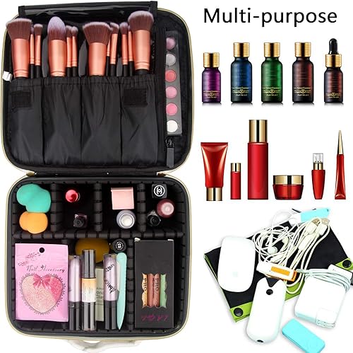 Miniatura 6 de Relavel Makeup Bag with LED Mirror, Travel Makeup Case with Rechargeable Lighted Mirror 3 Color Lights, Dual Layer Cosmetic Box Makeup Brush