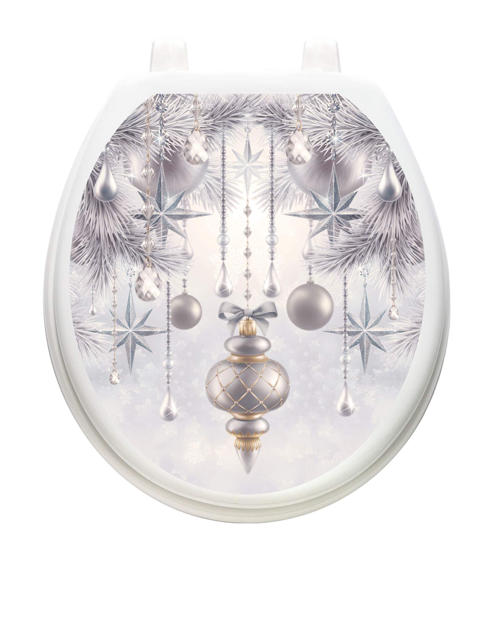 Toilet Tattoos Silver Frost Toilet Seat Decal, Round / Standard