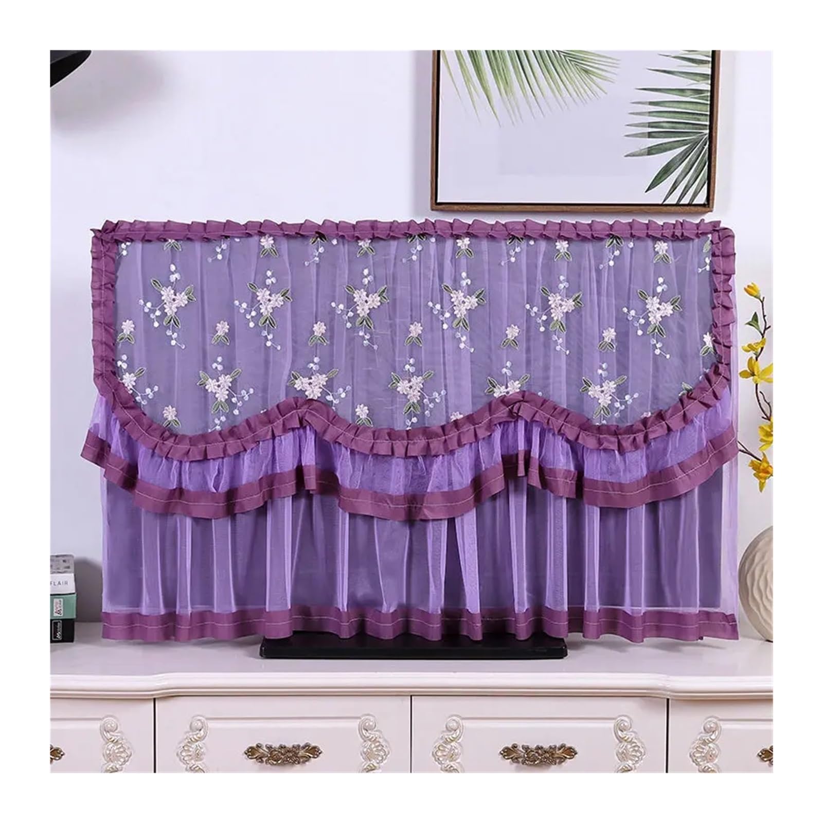 Cache anti-poussière TV plein format 50 pouces violet foncé textile