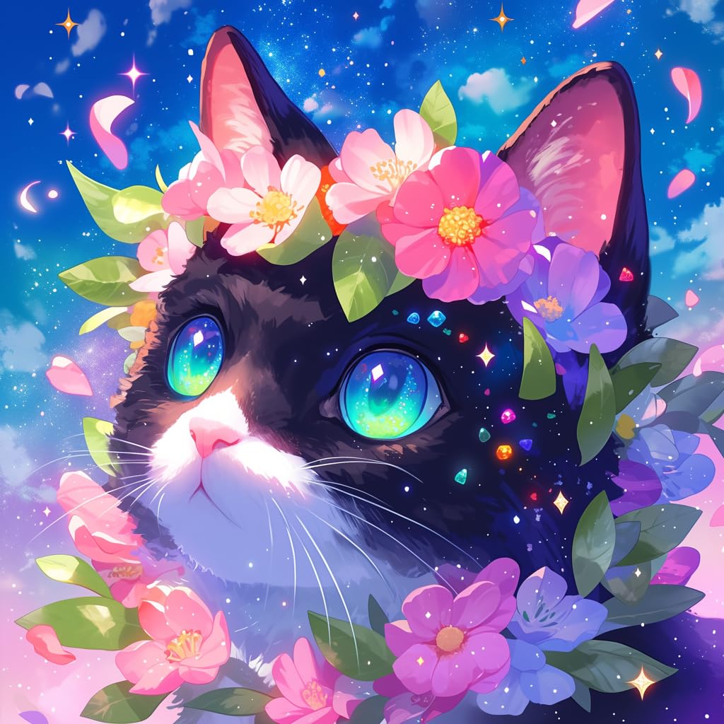 Amazon.co.jp: ダイヤモンドアート 猫 100x100cm 丸型 いビーズ