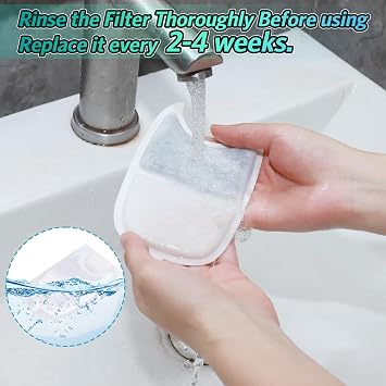 12Pcs Cat Water Fountain Filters, Cat Fountain Filters Set with 12Pcs Activated Carbon Filter and 24Pcs Foam, Pet Fountains Filter Replacement for 4L Cats Fountains