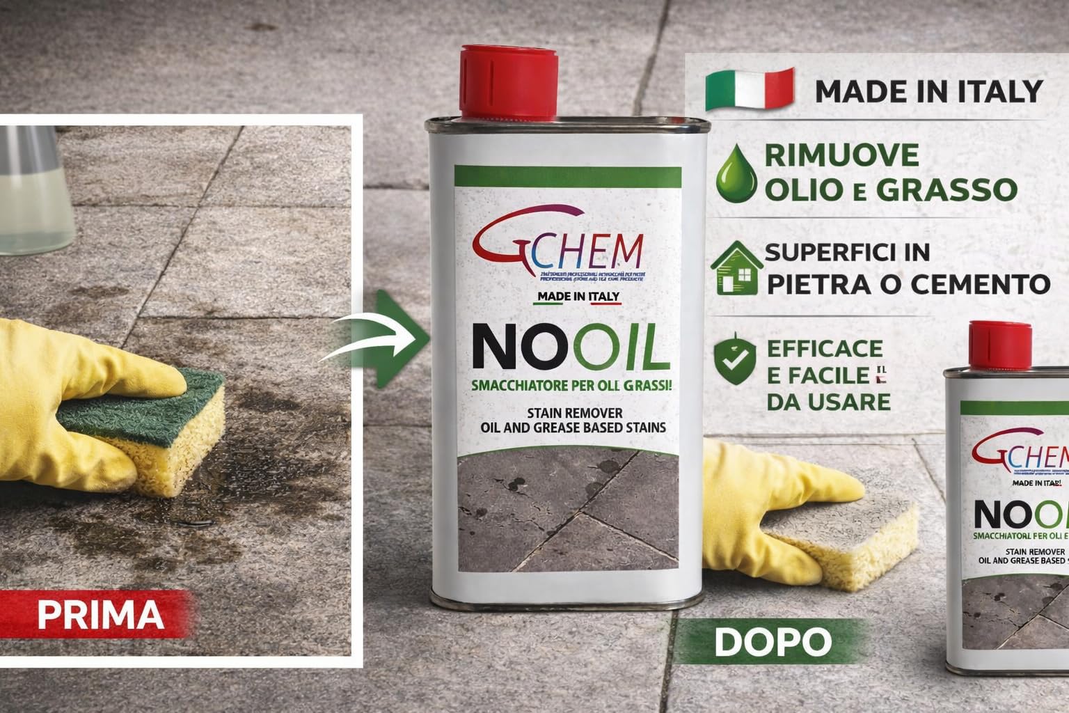 Smacchiatore Professionale Rimuovi Macchie di Olio e Grasso da Marmo, Cotto, Pietra e Cemento - smacchiatore efficace per rimuovere macchie di olio e grasso da qualsiasi superficie in pietra