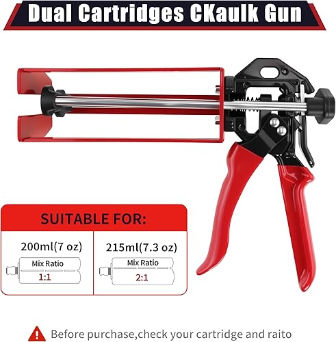 Miniatura 2 de Pistola de epoxi de 200 ml Storvix, de doble componente, profesional, de servicio pesado, de metal completo, para cartuchos duales 11 y 21,