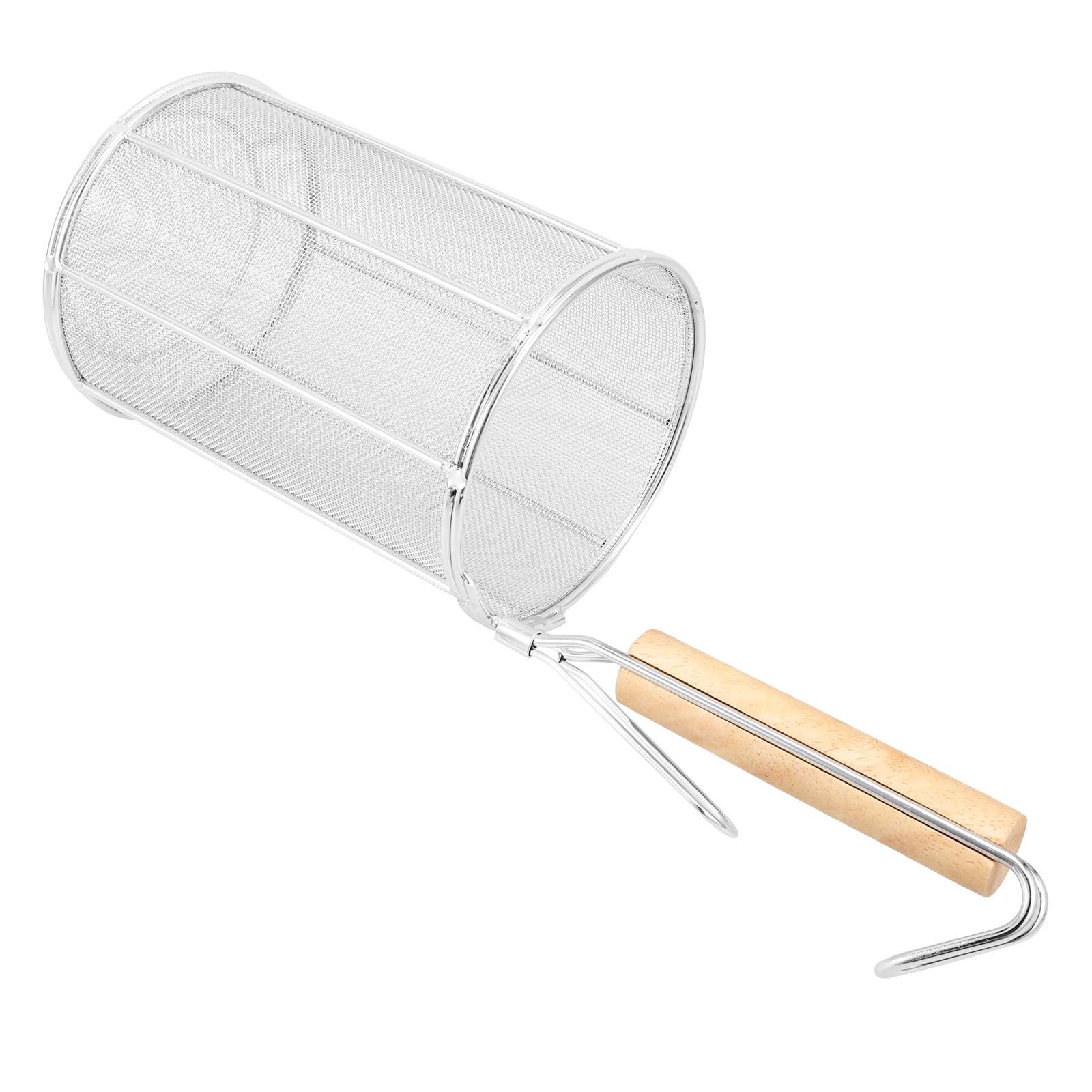 Genérico Colador y Freír Fideos de Acero Inoxidable con Mango de Madera de Pasta Resistente a Roturas, Cuchara Coladora Cómoda para Cocina en Olla Caliente