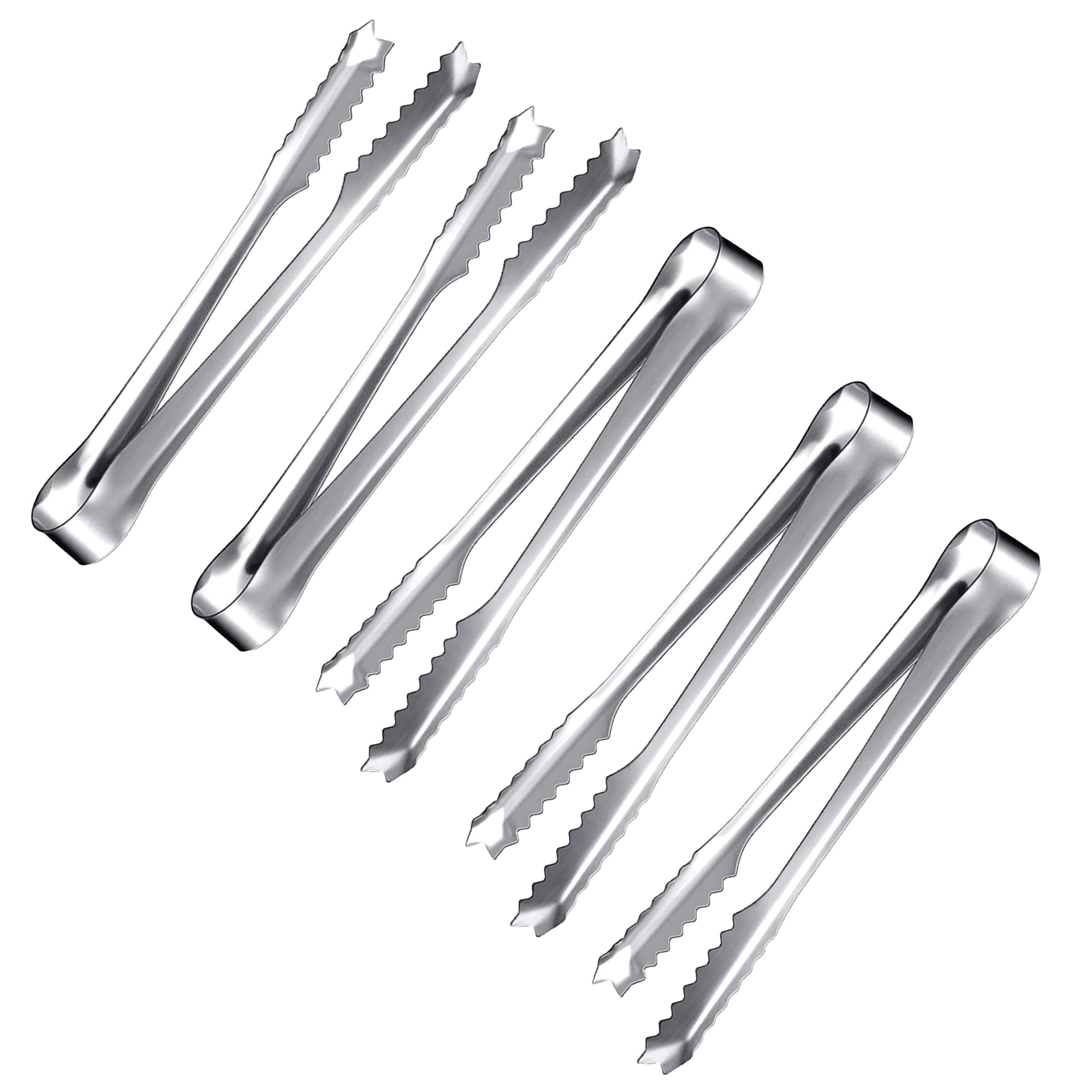 Stainless Steel Tongs Set - Suitable for Parties, Weddings, Home, and More - 5 PCS for Ice, Candy, and Small Items - Sleek Design for Kitchen and Cafe Use