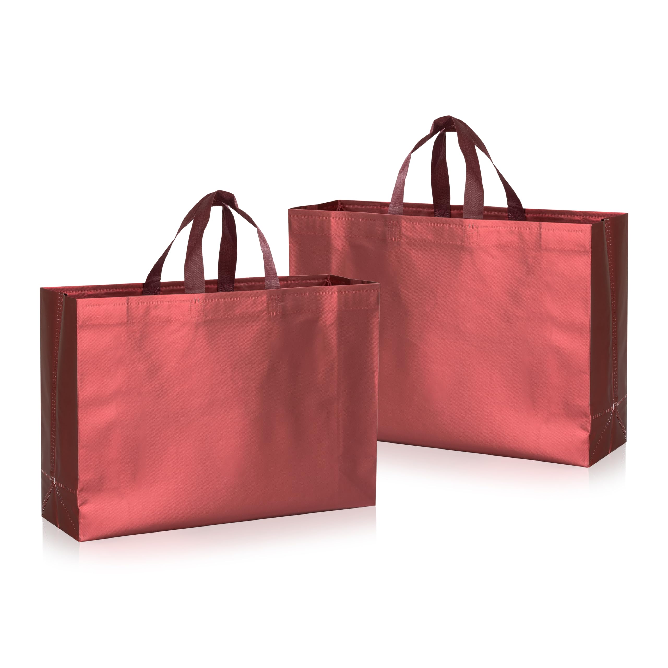 Lavya Large Size Pack of 20 Pcs Matt Metallic Laminated Non-Woven Reusable Eco-Friendly Party Return Gift Bags (Maroon) (Large 17x12x5 Inch)