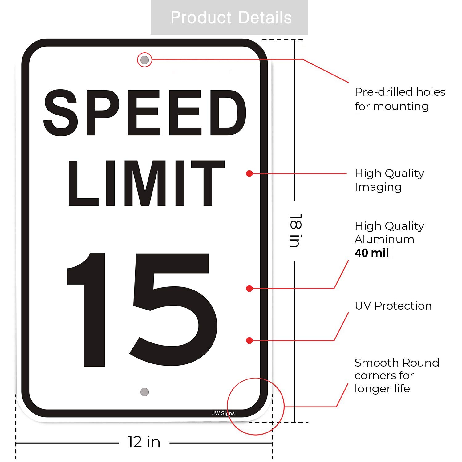Amazon.com: Speed Limit 15 MPH Sign 4-Pack Slow Down Traffic Sign