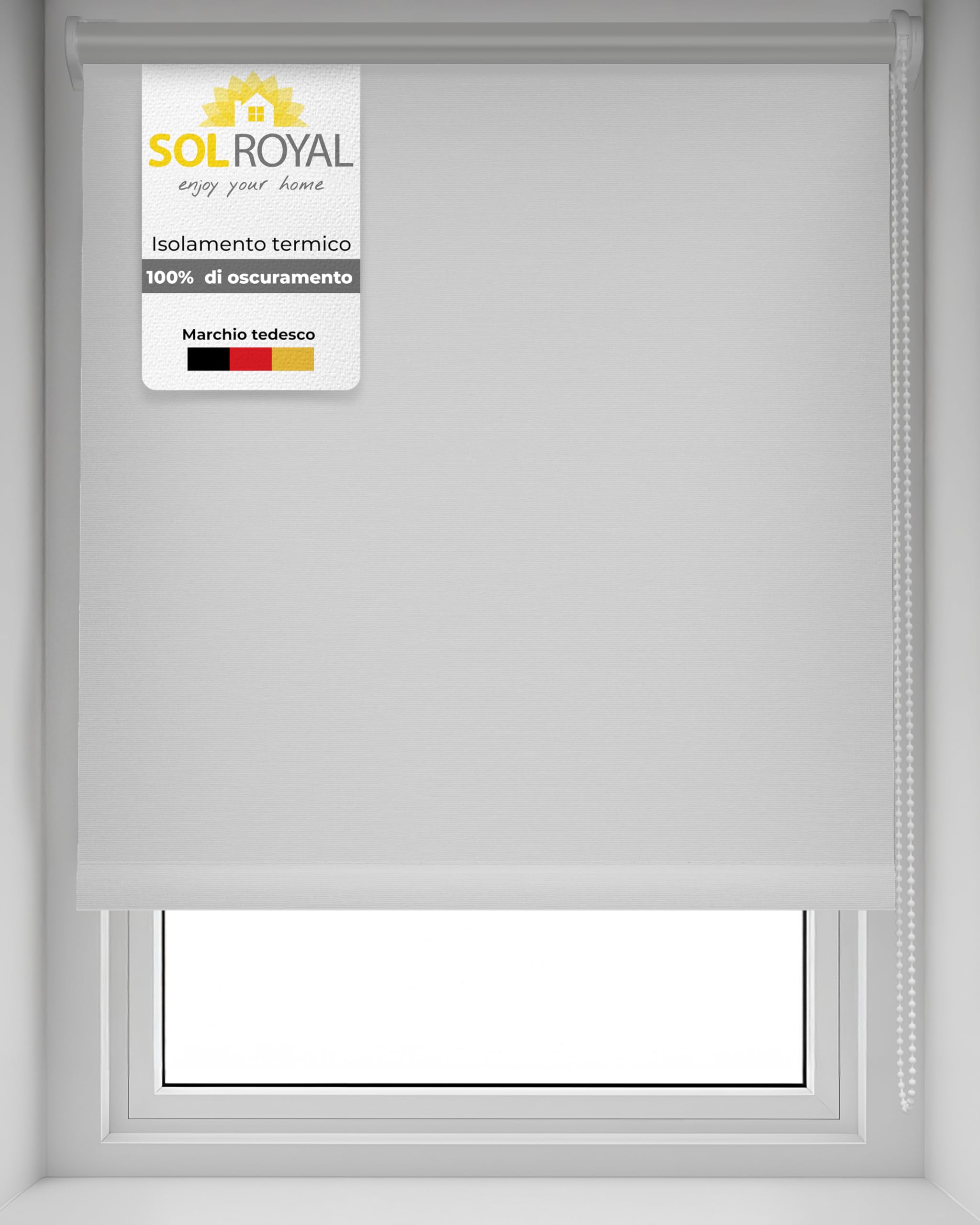 Sol Royal tenda a rullo termica isolante e oscurante con ganci per telaio | 85x160cm bianco per inclusi rivestimento termico finestra tapparella interna SolReflect T42