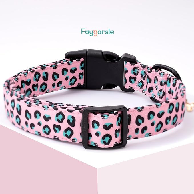Collar para Perro Pequeño Mediano Grande Rosa Leopardo Algodón miniatura 2