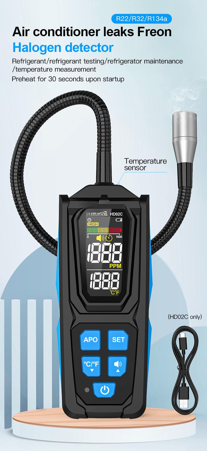 HD02C Gas Leak Detector Digital Display R22 per r32 HD02C Gas