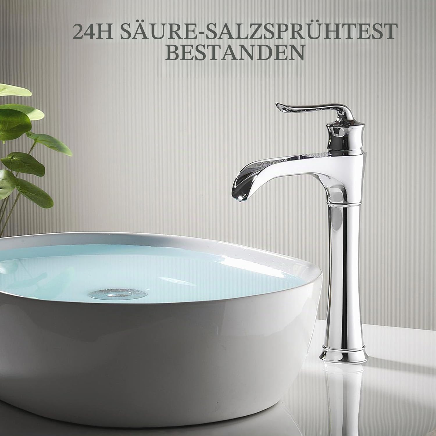 Wasserfall Hochwaschtischhahn CW59 Messing Chrom Badezimmer Einhandmischer | FBUKE Patent-Wasserfall,Spritzfrei,Einhand-Bedienung