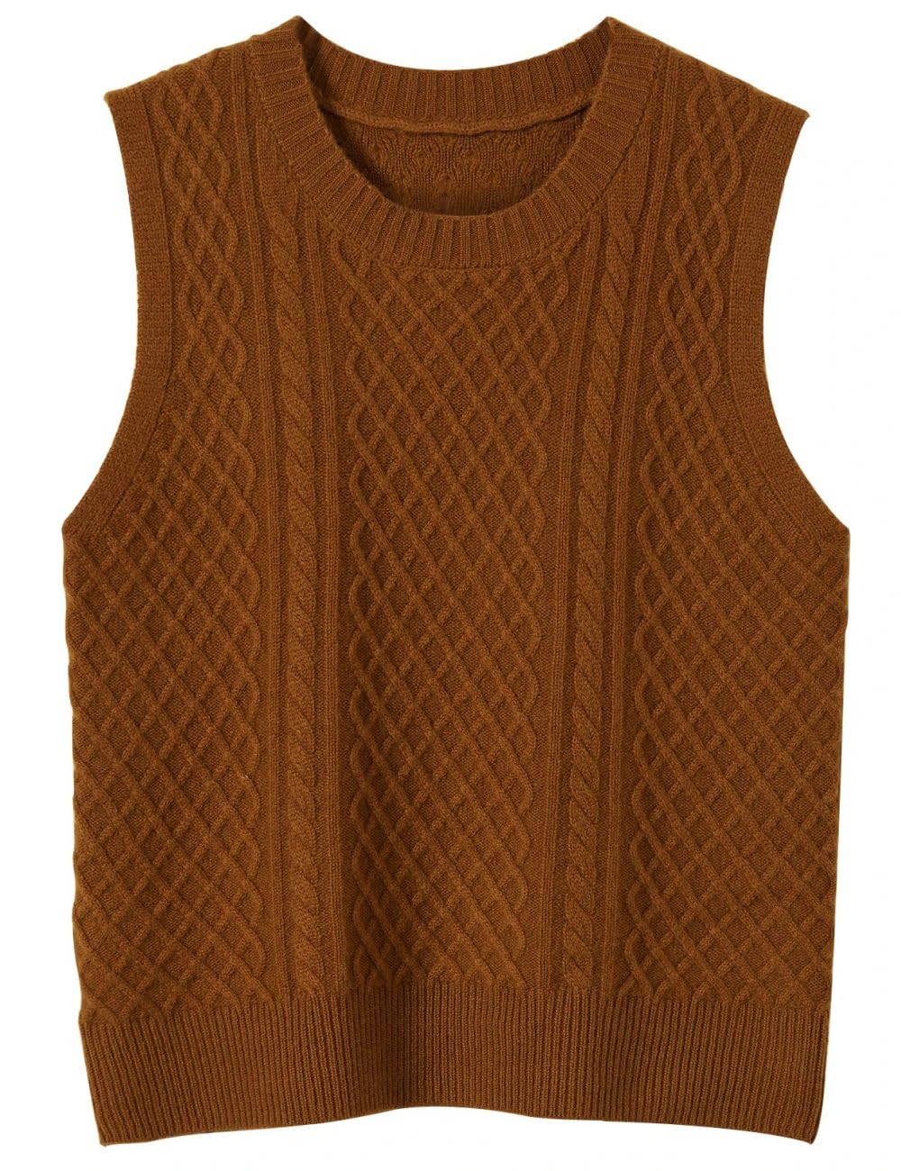 Damska Dzianinowa Kamizelka Bez Rękawów - Damska Kamizelka Sweterkowa Sweter Kamizelka Jesień Zima Crewneck Vintage Kabel Top Bez Rękawów Dzianinowy Sweter