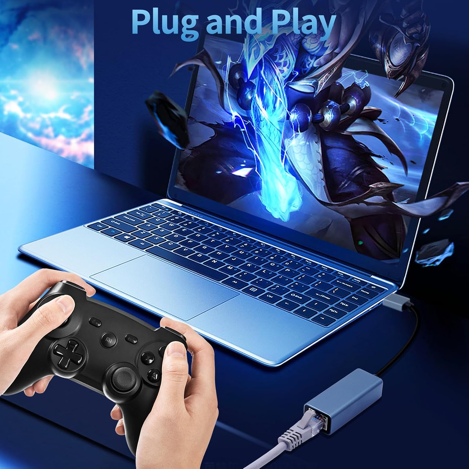 USB-адаптер Gigabit Ethernet 1000 Мбит/с, адаптер RJ45 USB 3.0 Ethernet LAN — совместим с Nintendo Switch, MacBook, ноутбуками, а также с операционными системами Windows 11/10/8.1/8, Mac OS и Linux.