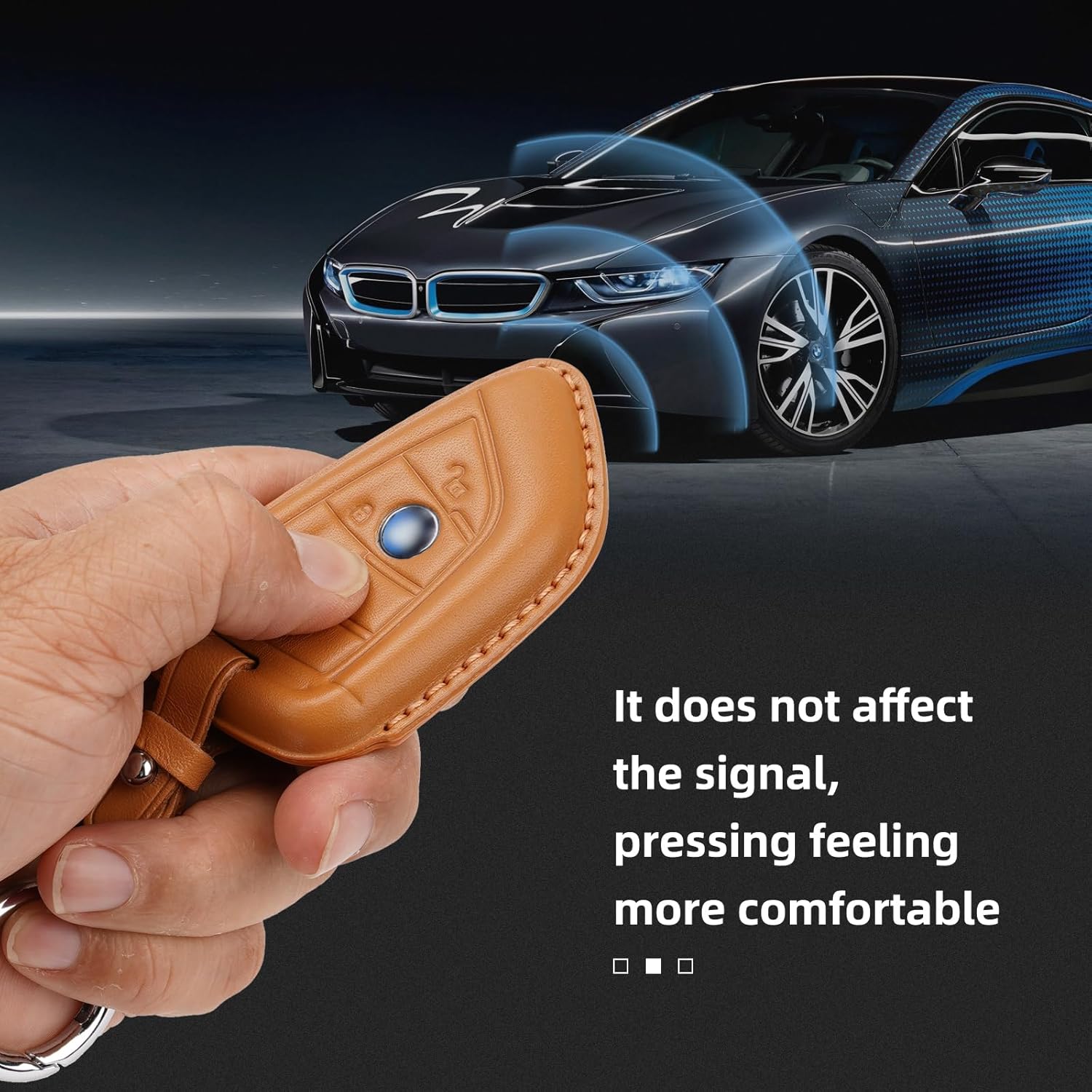 Leather Key Fob Cover Case, Keychain Shell, Compatible with BMW 2 5 6 7 X1 X2 X3 X5 X6 Series (Brown) - Image 3