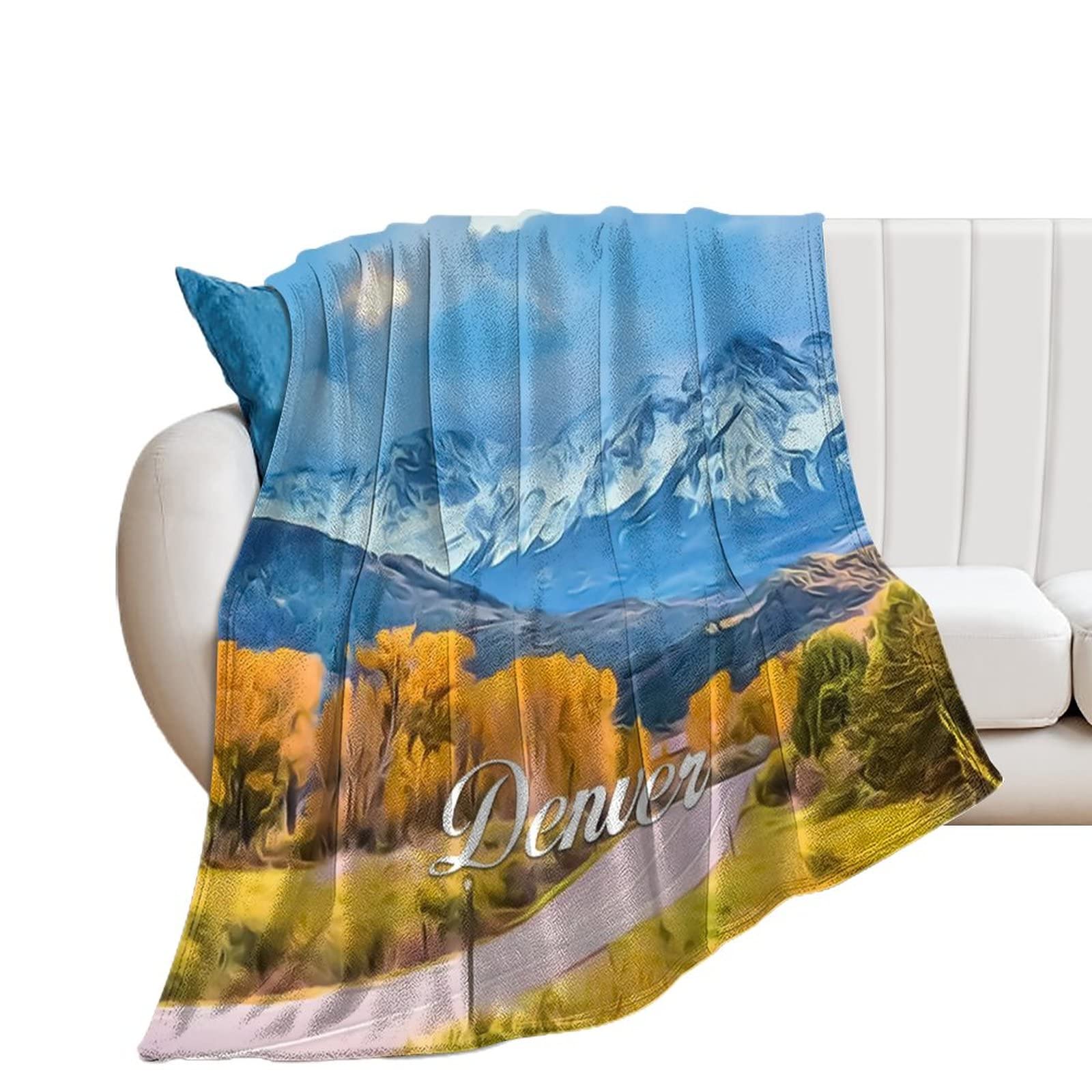 Couverture Denver en flanelle 127x152 cm motif paysage urbain plaid pour lit et canapé