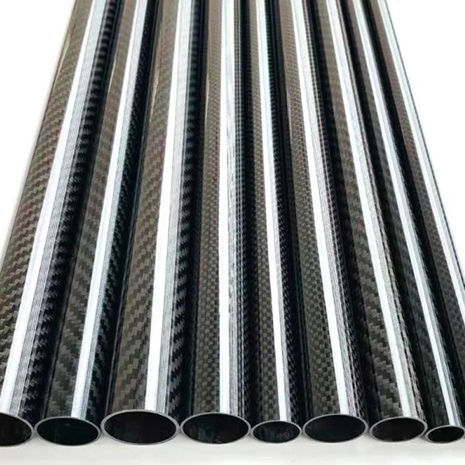 1m Lekkie Rurki Z Włókna Węglowego, Dostępne Ø 5-54mm, Powierzchnia Błyszcząca Okrągła Rurka Z Włókna Węglowego 3K, Do Modelarstwa Lotniczego/Robotyki/Dronów(12x10mm)