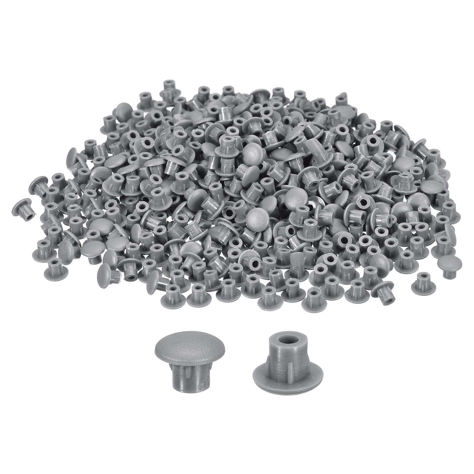 uxcell 2000Pcs Screw Hole Plugs, 5mm(3/16") Dia Plastic Round Button Plugs Snap in Locking Hole Covers Flush Type Caps for Furniture Cabinet, Dark Grey