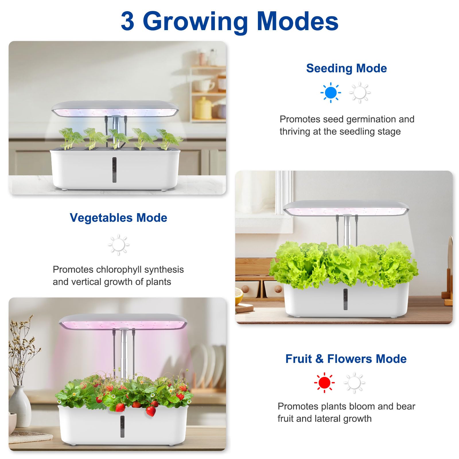 Hydroponiczny system uprawy WiFi, 14 pods Smart Garden z lampą LED do roślin, sterowany ręcznie/aplikacją, automatyczny timer, do użytku wewnątrz i na zioła, zestaw z regulacją wysokości,